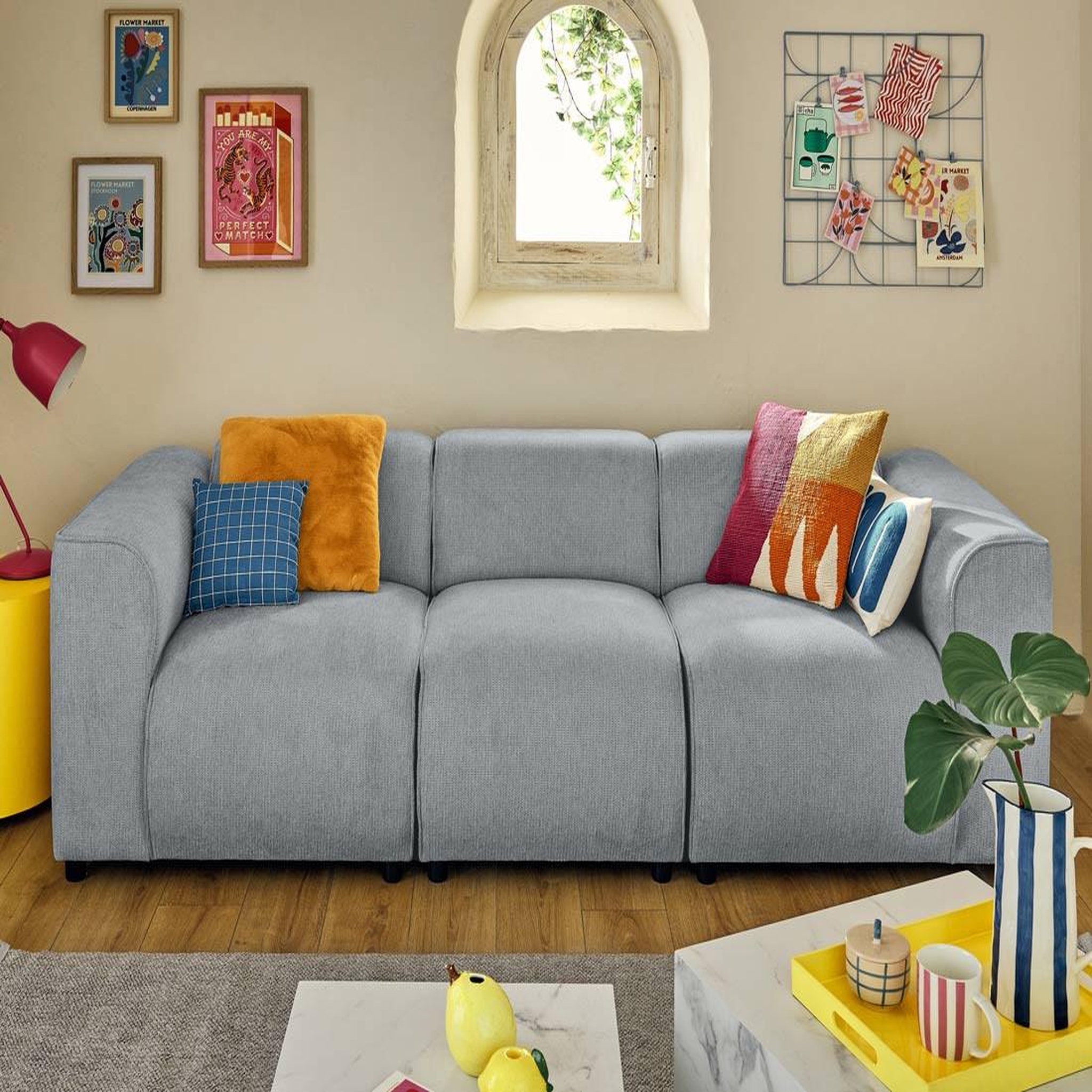Voir la diapositive 1 : LISA DESIGN Suaro - canapé modulable 3 places en tissu texturé