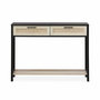 Voir la diapositive 5 : SWEEEK Console décor bois noir et cannage 100 x 30 x 75cm - Bianca - 2 tiroirs - 1 étagère