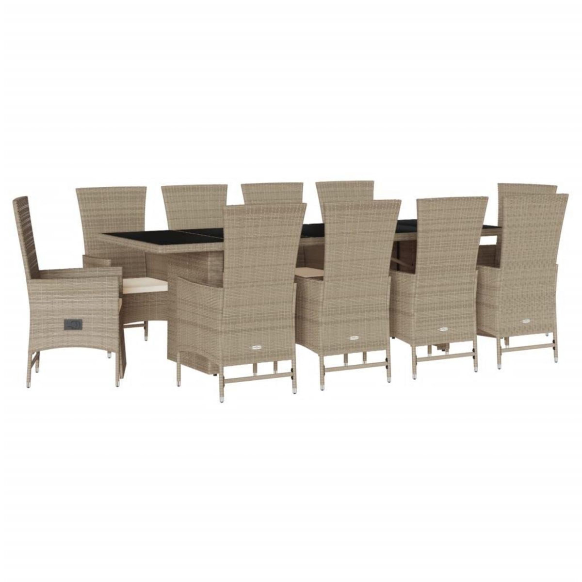 VIDAXL Ensemble a manger de jardin et coussins 11 pcs beige poly rotin