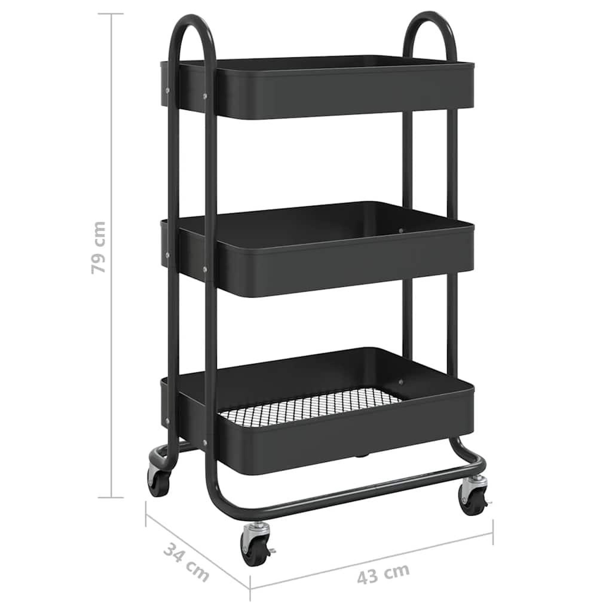 Voir la diapositive 6 : VIDAXL Chariot a 3 niveaux Noir 43x34x79 cm Acier