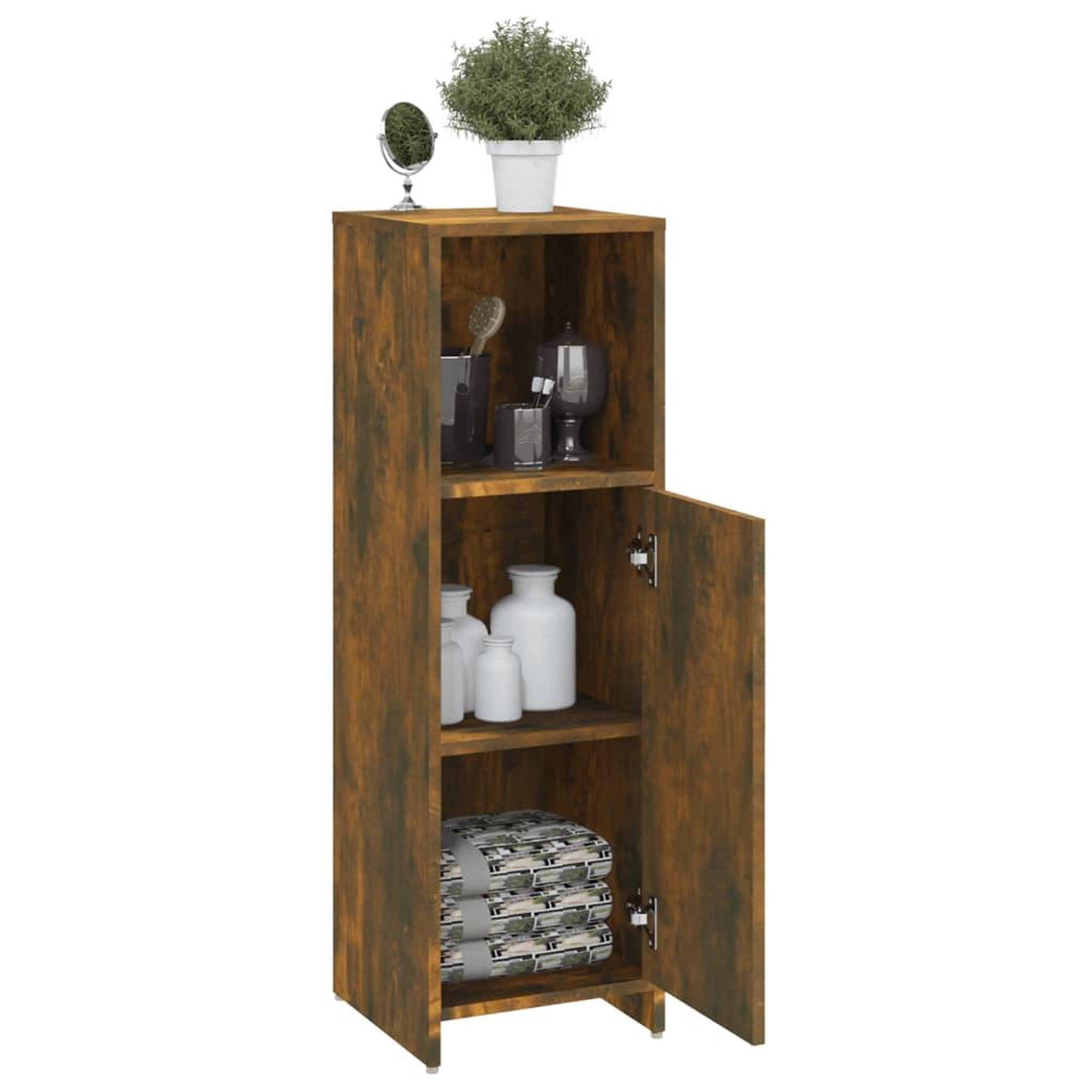 Voir la diapositive 5 : VIDAXL Armoire de bain Chene fume 30x30x95 cm Bois d'ingenierie