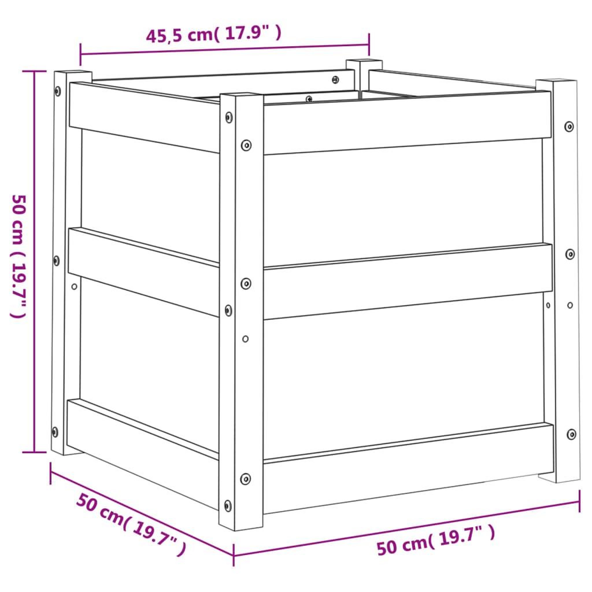 Voir la diapositive 6 : VIDAXL Jardiniere blanc 50x50x50 cm bois de pin massif