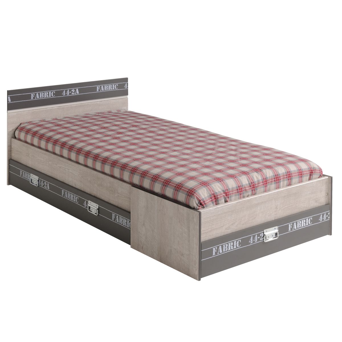 Lot de 2 tiroirs pour lit style industriel 90x190cm  LOFTY