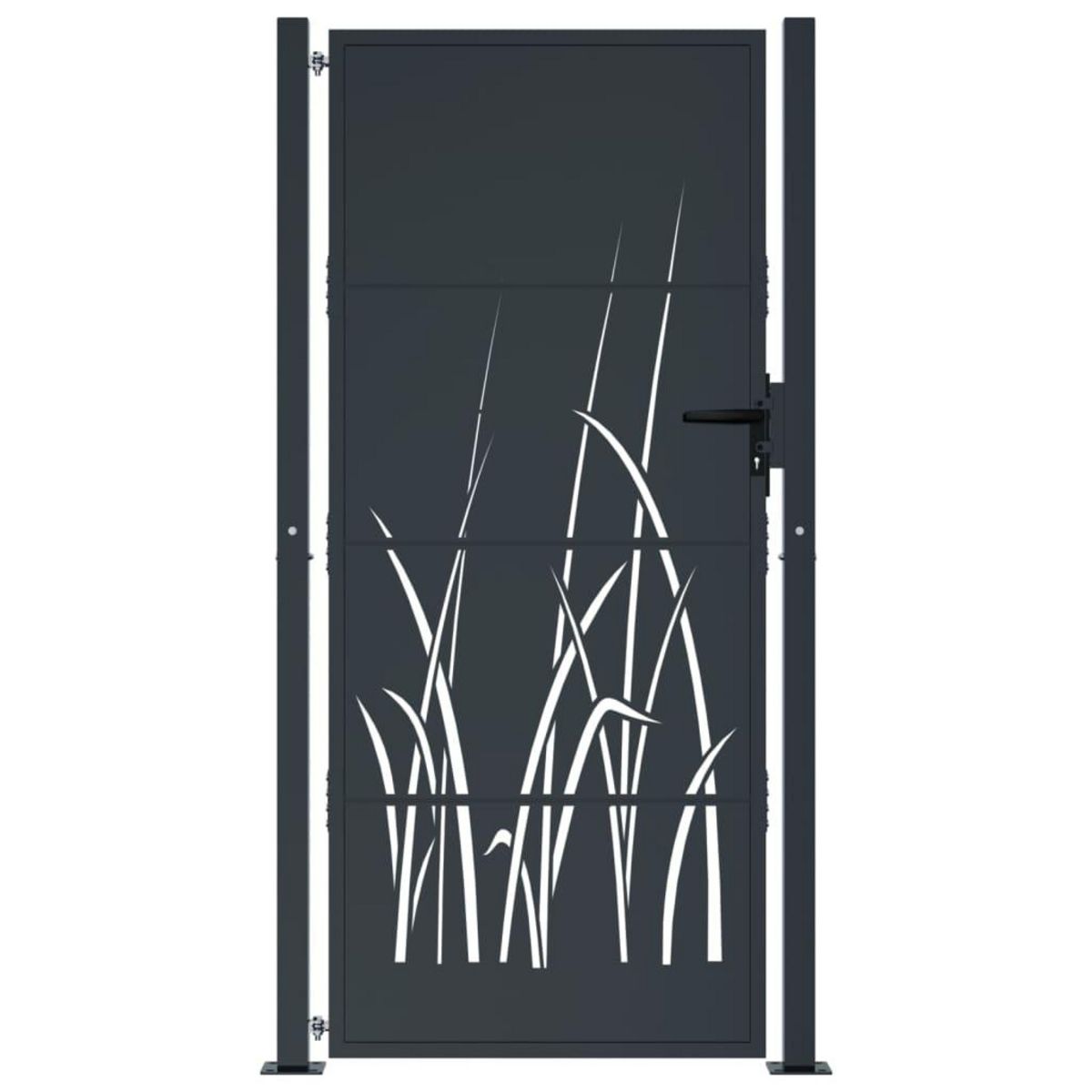 VIDAXL Portail de jardin anthracite 105x180cm acier conception d'herbe