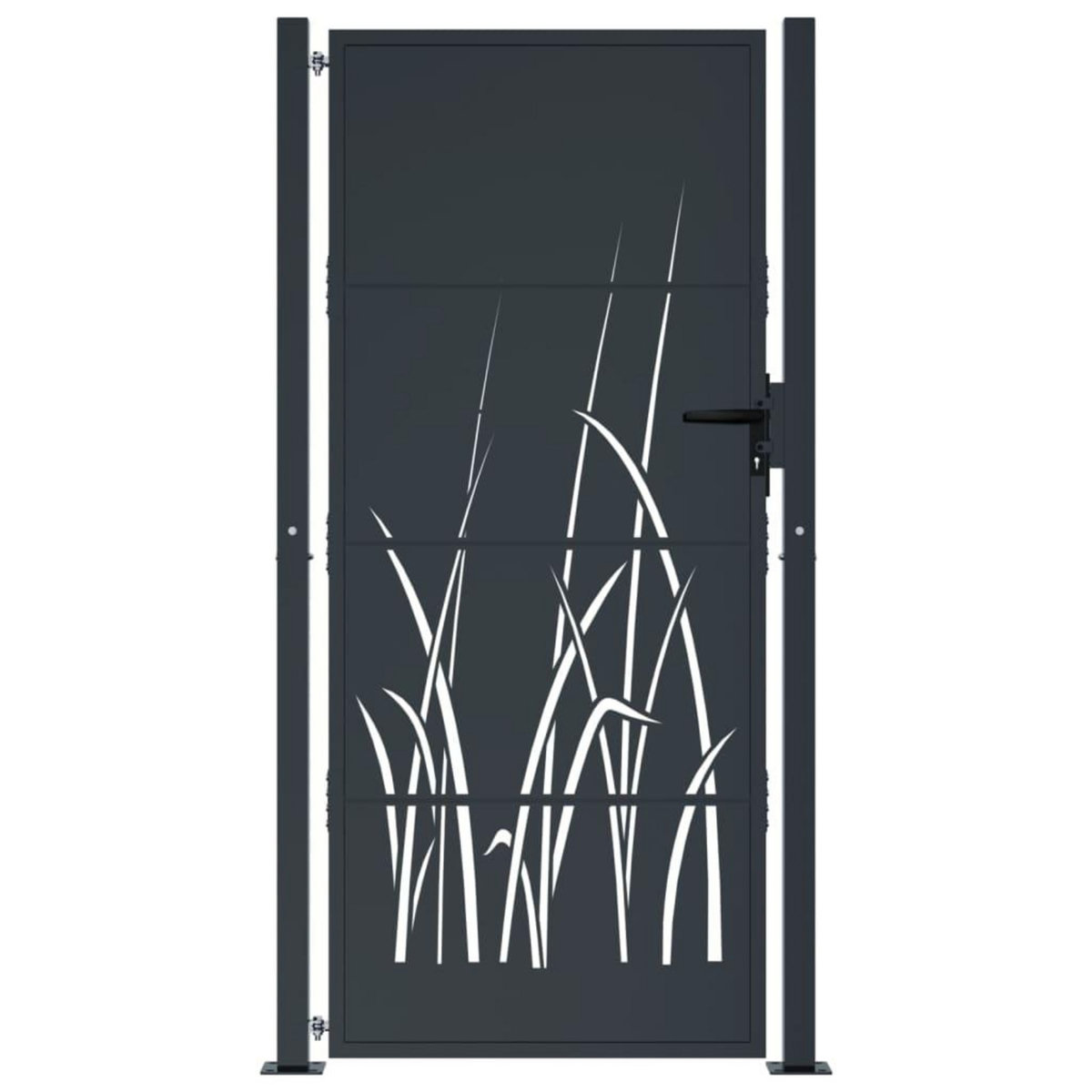 VIDAXL Portail de jardin anthracite 105x180cm acier conception d'herbe