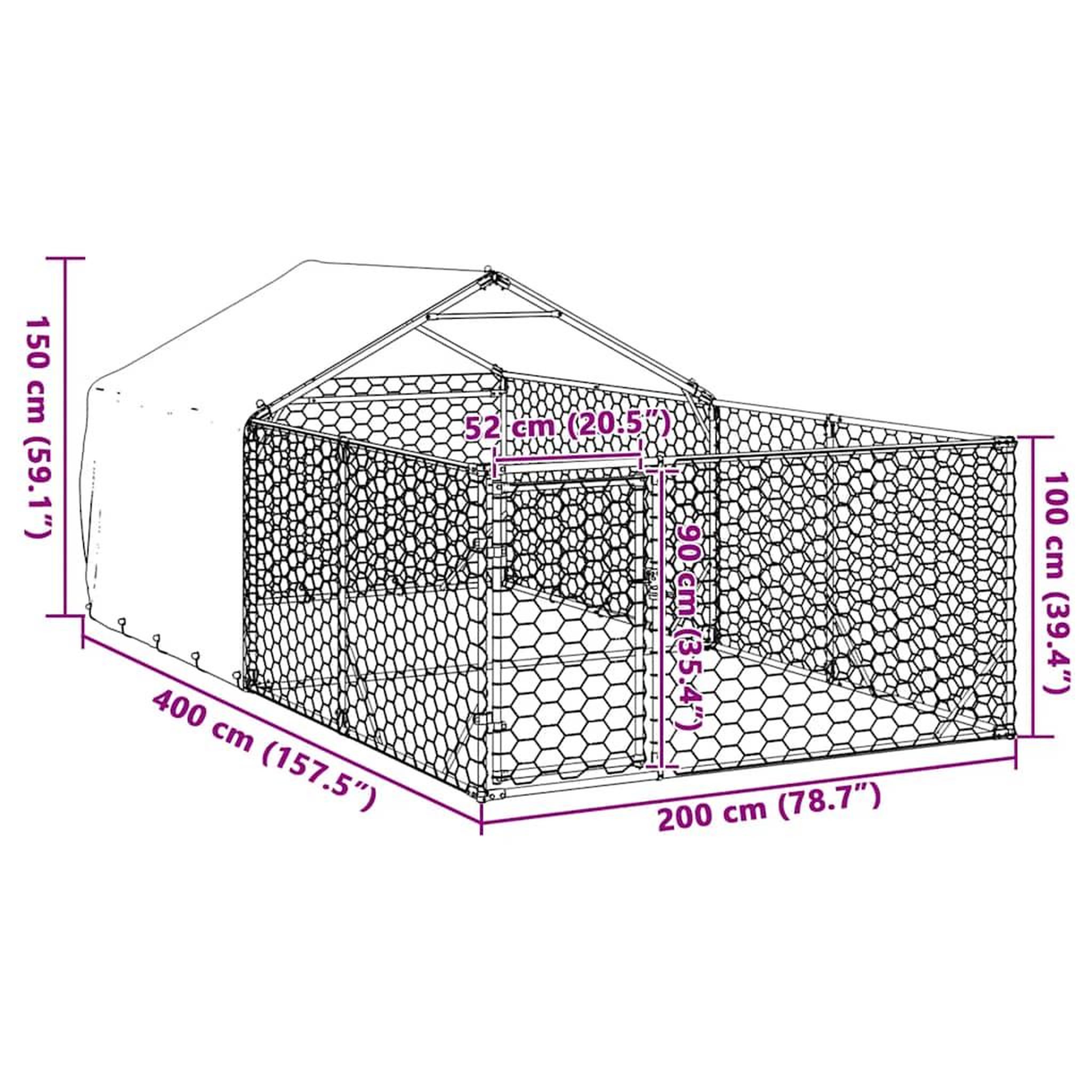 Voir la diapositive 6 : VIDAXL Niche d'exterieur pour chien enclos 4x2x1,5 m acier galvanise