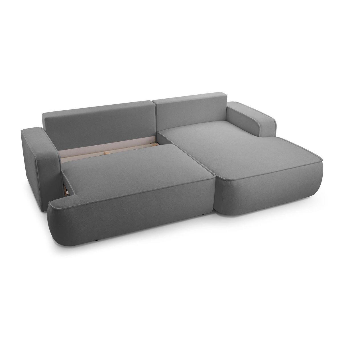 BEST MOBILIER Nessino - canapé d'angle droit 4 places - convertible avec coffre - en tissu texturé