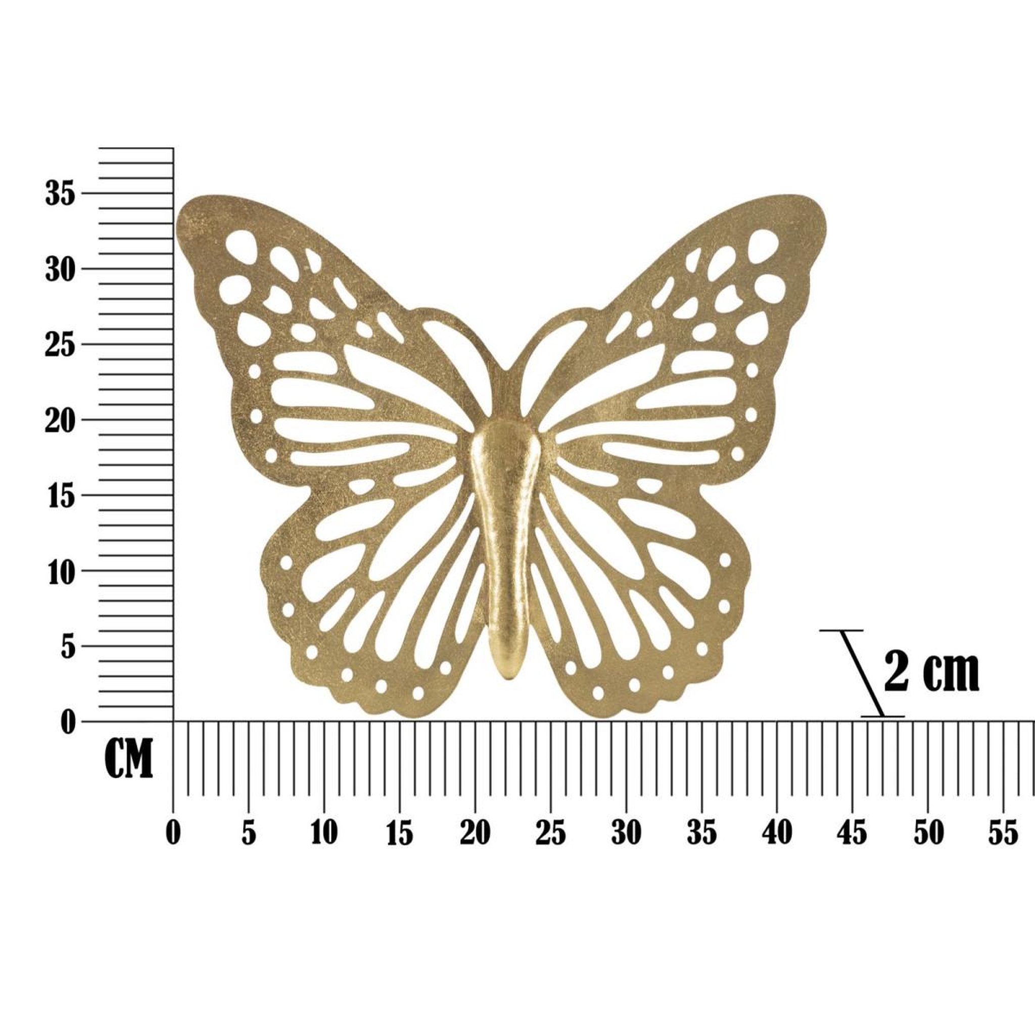 Voir la diapositive 6 : Paris Prix Décoration murale en métal  butterfly uni  43cm or