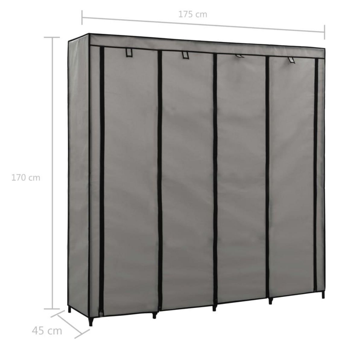 VIDAXL Garde-robe avec 4 compartiments Gris 175x45x170 cm