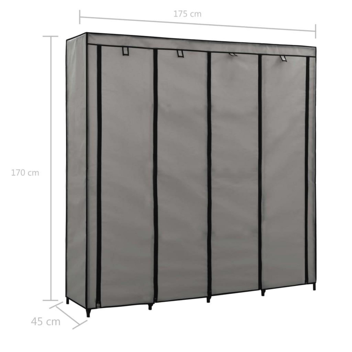 VIDAXL Garde-robe avec 4 compartiments Gris 175x45x170 cm