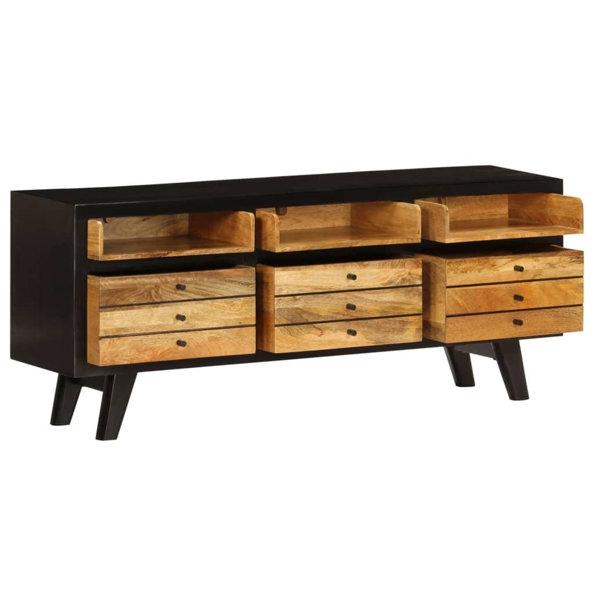 Voir la diapositive 5 : VIDAXL Meuble TV Bois de manguier massif 120x30x50 cm