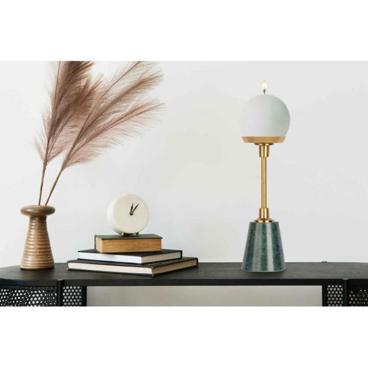 Paris Prix Bougeoir Design en Marbre  Fayya  30cm Vert & Or