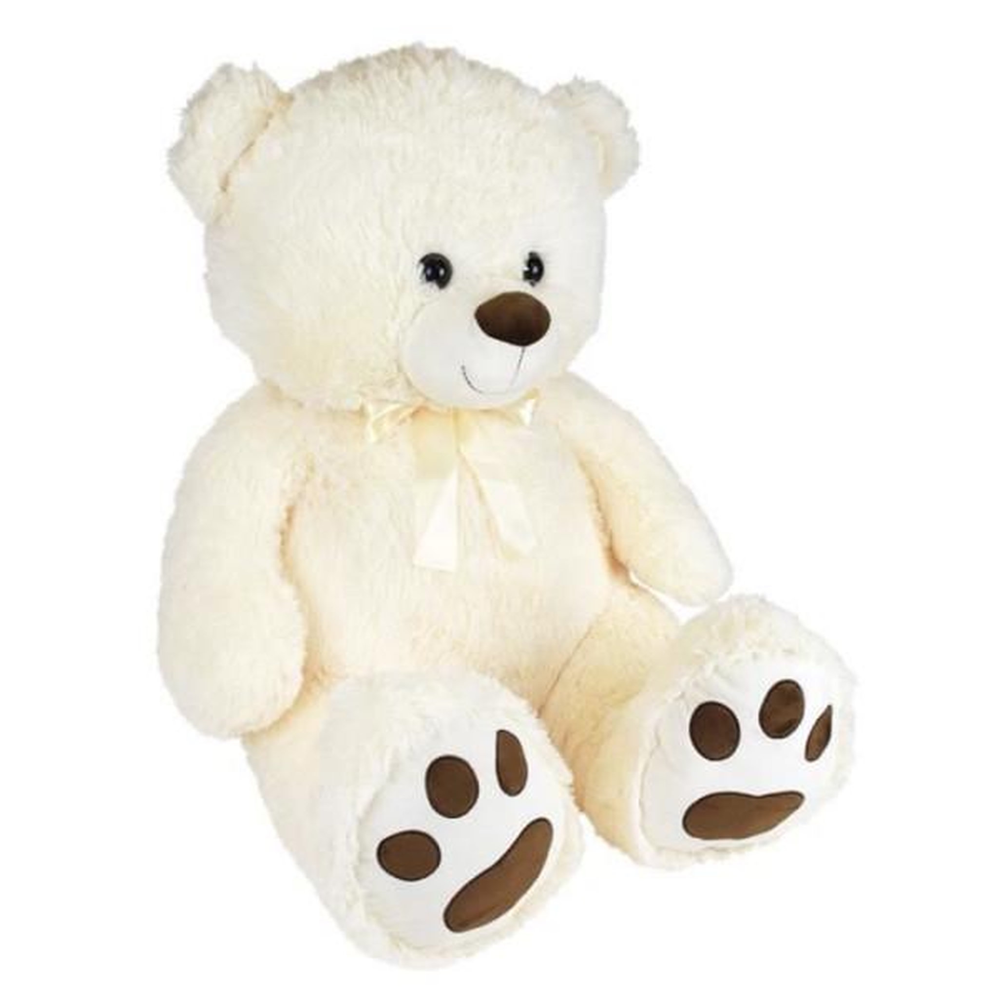 Voir la diapositive 3 : JEMINI Ours creme en peluche avec noeud +/- 100 cm - planet pluch - grand ours creme de 1 metre, irrésistiblement doux.