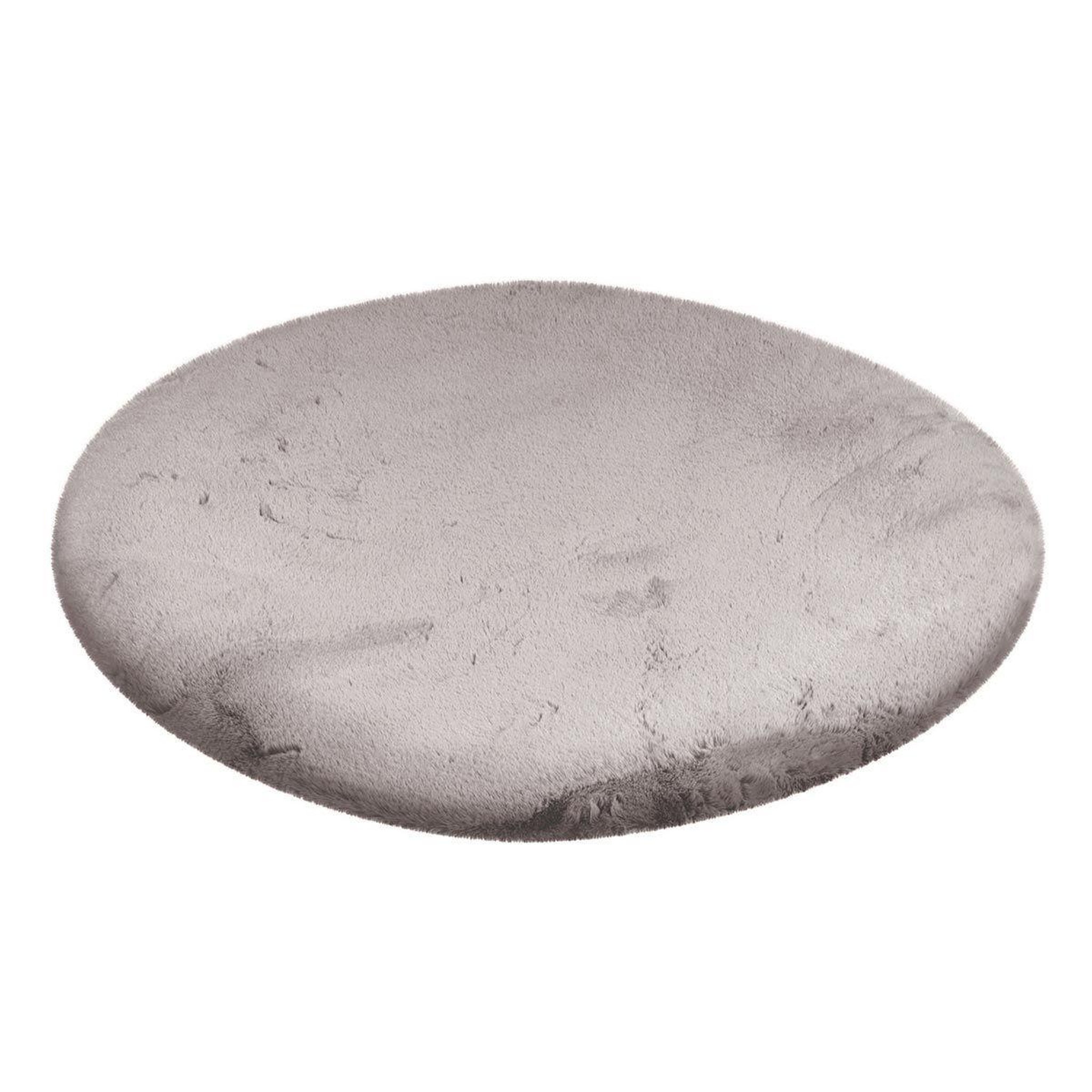 Voir la diapositive 2 : Paris Prix Tapis Uni Rond Doux à Poils Longs  Rabbit  Argent