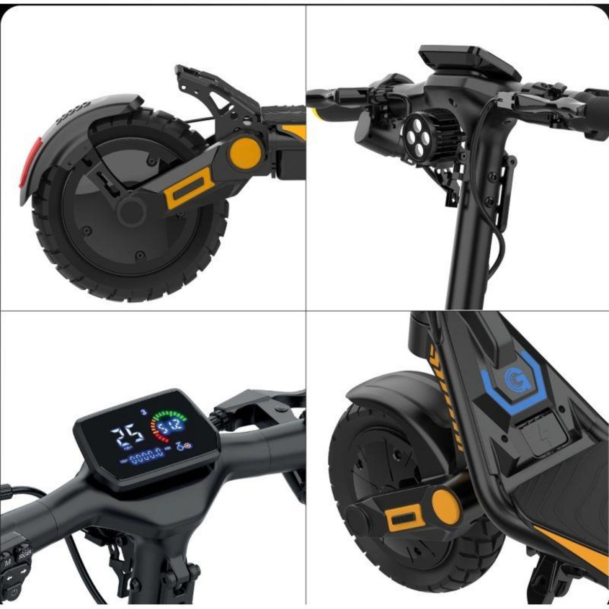 URBANGLIDE URBANGLIDE All Road 6 2x2 – Trottinette Électrique 800W x2, Batterie 48V 18,2Ah, 80km d'Autonomie, 25km/h