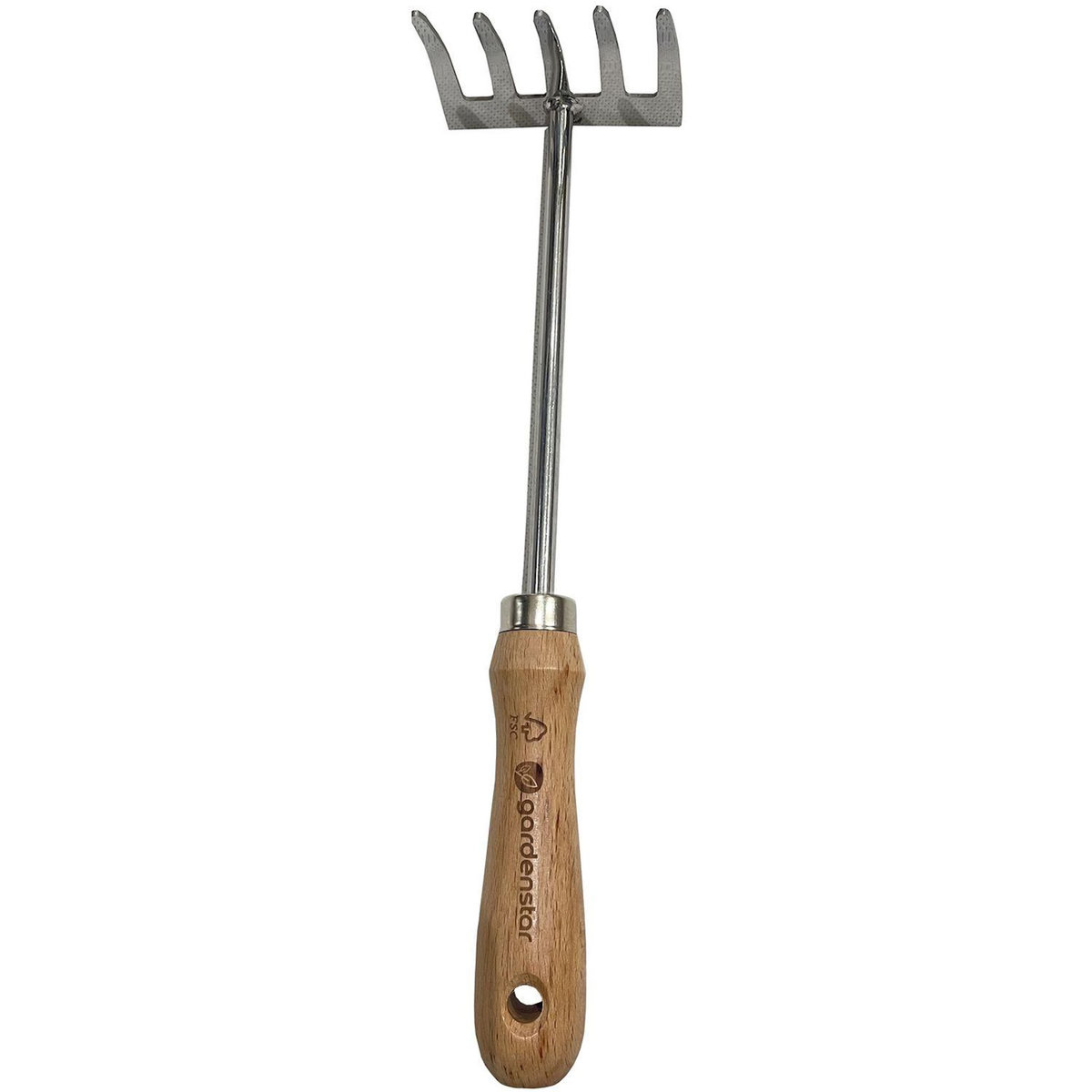 GARDENSTAR Râteau - 5 dents manche en bois FSC - 32,2x8,7cm