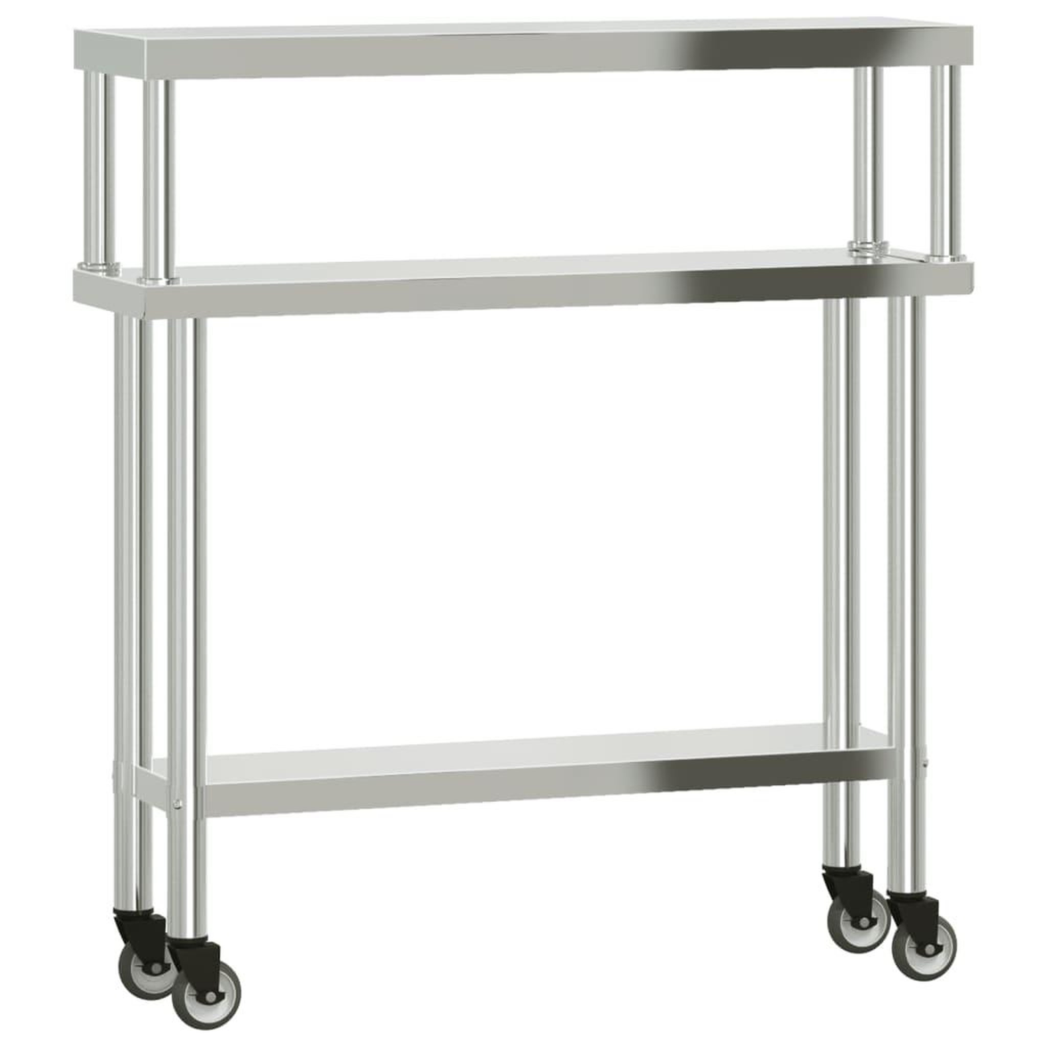 Voir la diapositive 2 : VIDAXL Table de travail de cuisine avec etagere 110x30x120 cm inox