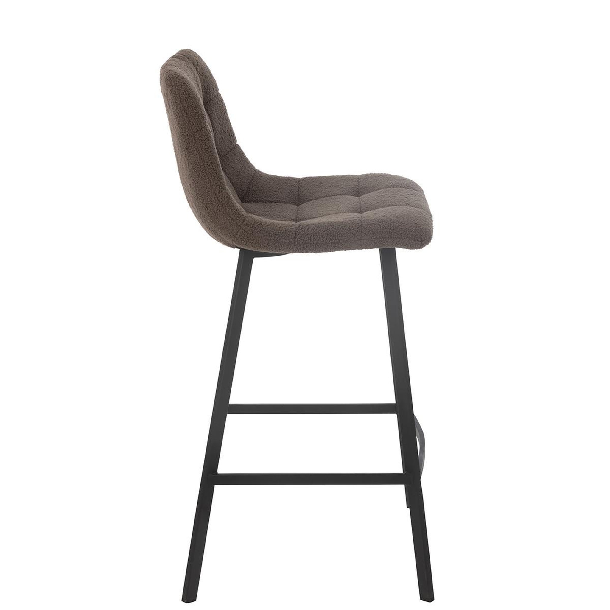 Voir la diapositive 3 : J-LINE Chaise de bar matelassée bouclette  kent  95cm marron