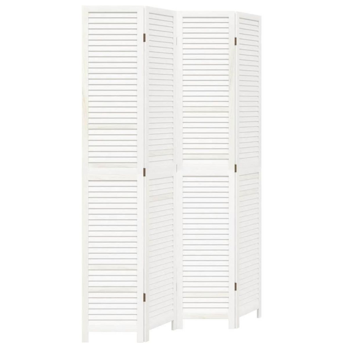 VIDAXL Cloison de separation 4 panneaux blanc bois de paulownia massif