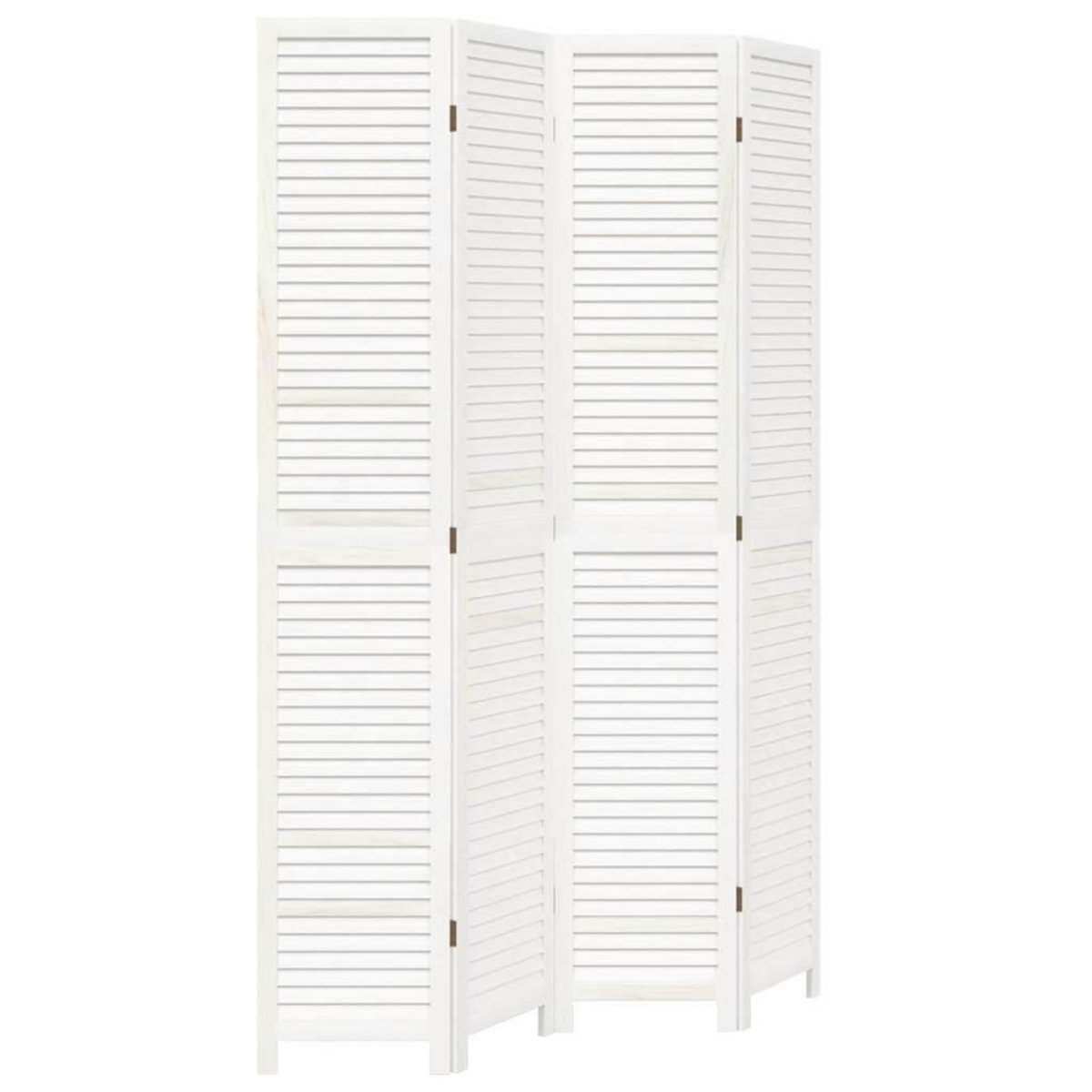 VIDAXL Cloison de separation 4 panneaux blanc bois de paulownia massif