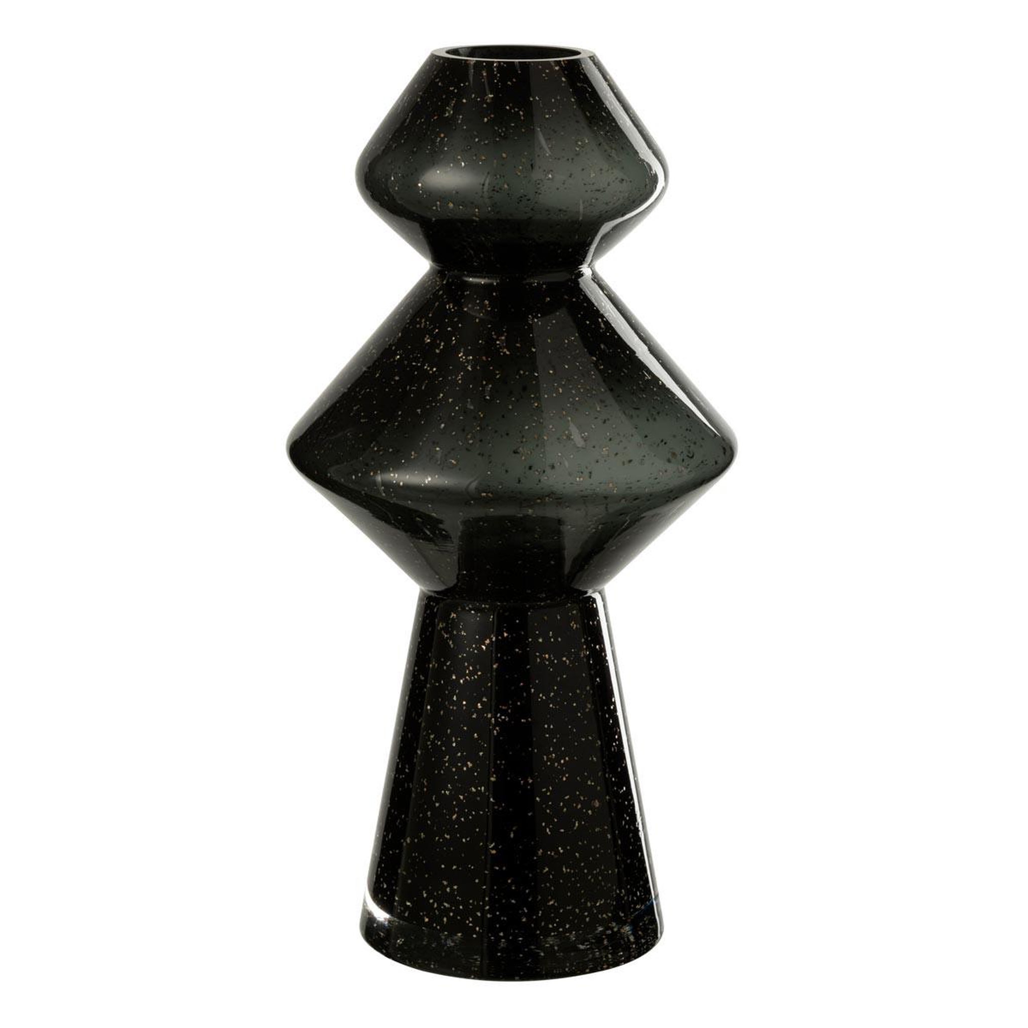 J-LINE Vase design en verre  carol  35cm noir