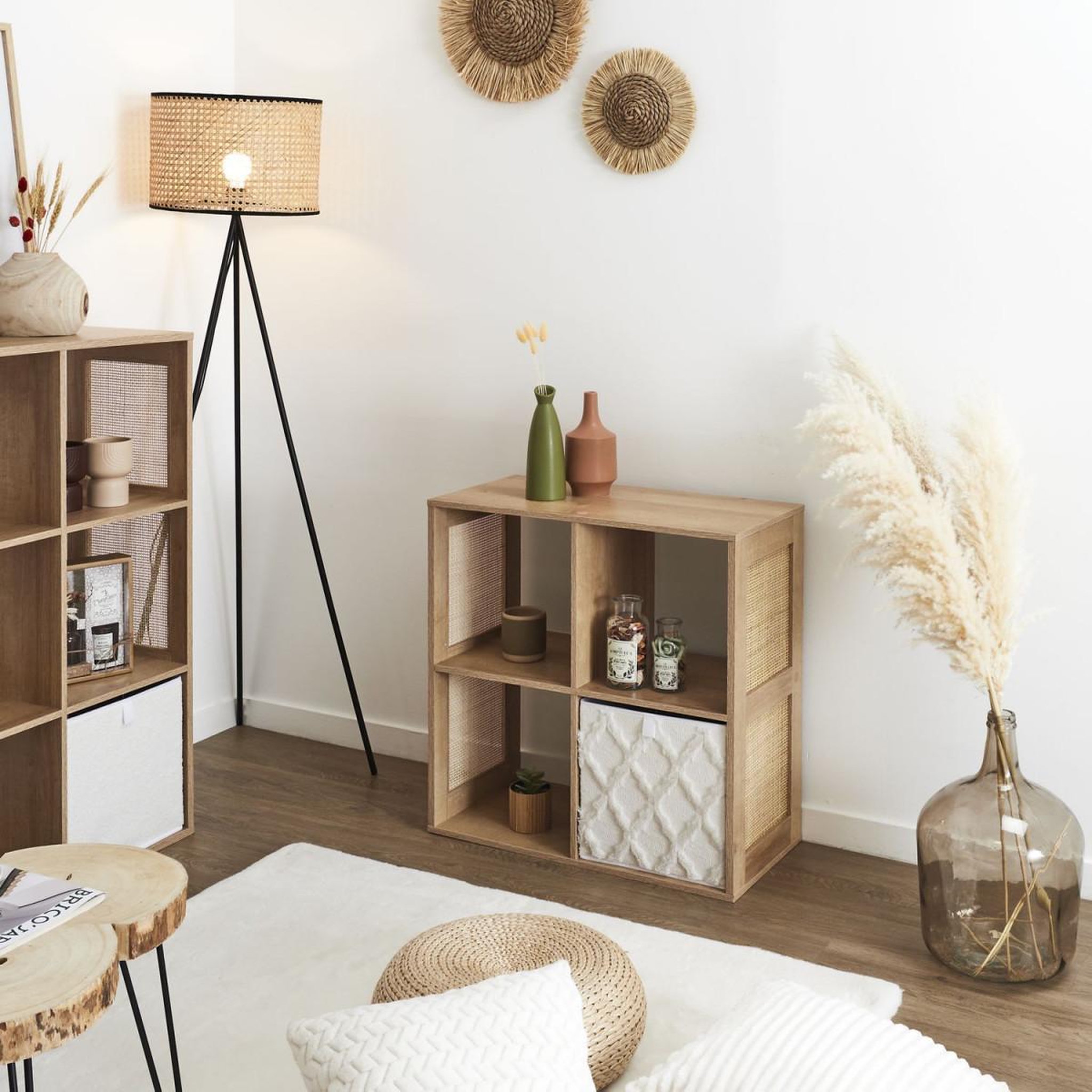 Voir la diapositive 5 : The Home Deco Factory Étagère modulable 4 cases  bali  66cm marron