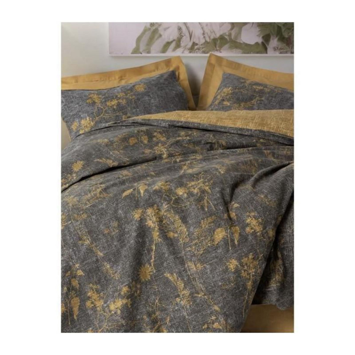 GENERIQUE Parure de lit - 129CTN64839 - 1 housse de couette 220 x 240 cm + 2 taies d'oreiller 60 x 60 cm - 100% coton ranforcé - Moutarde