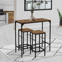 Voir la diapositive 2 : ID MARKET Ensemble table haute de bar DAYTON 95 cm et 2 tabourets effet vieilli design industriel