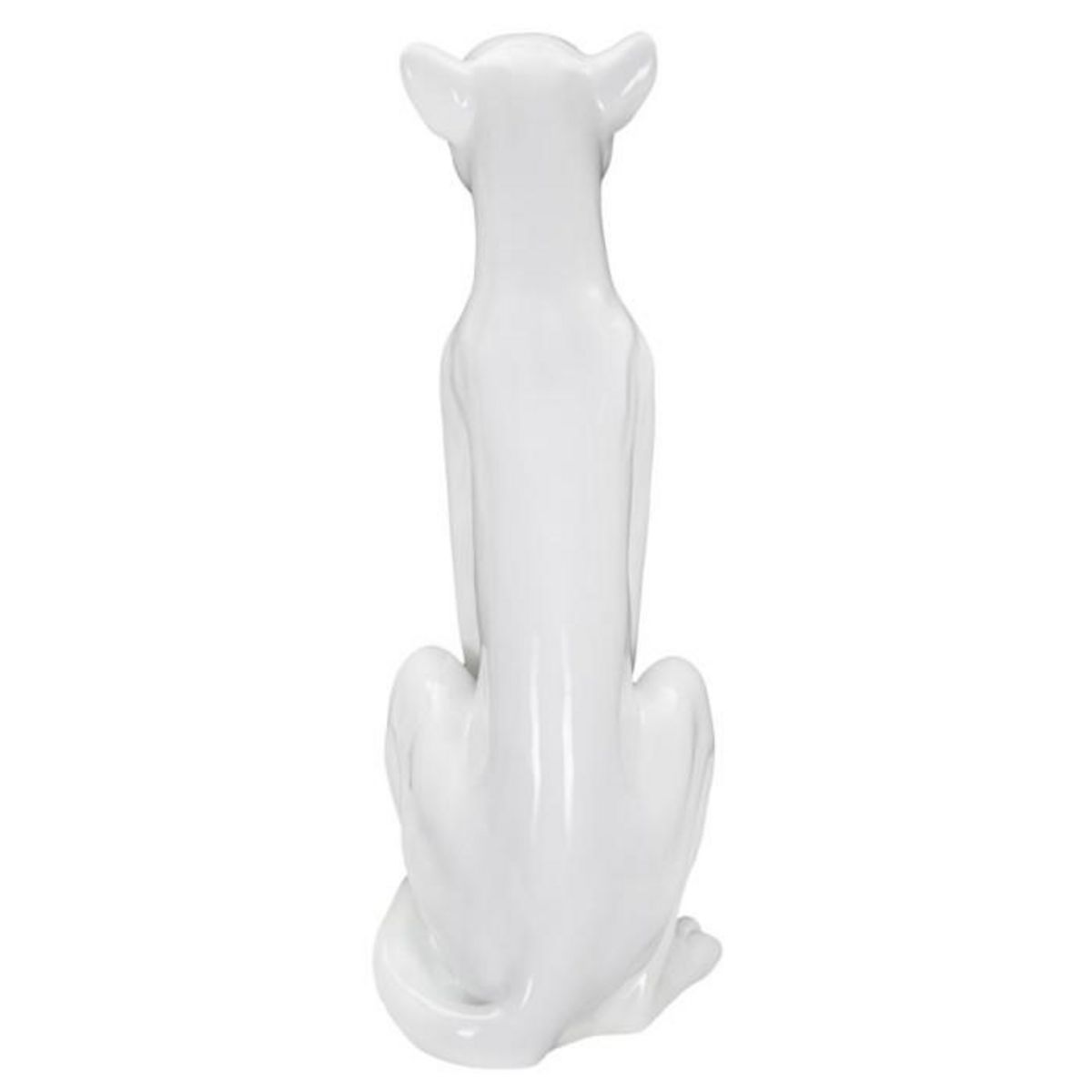 Paris Prix Statue Déco en Résine  Léopard Assis  74cm Blanc