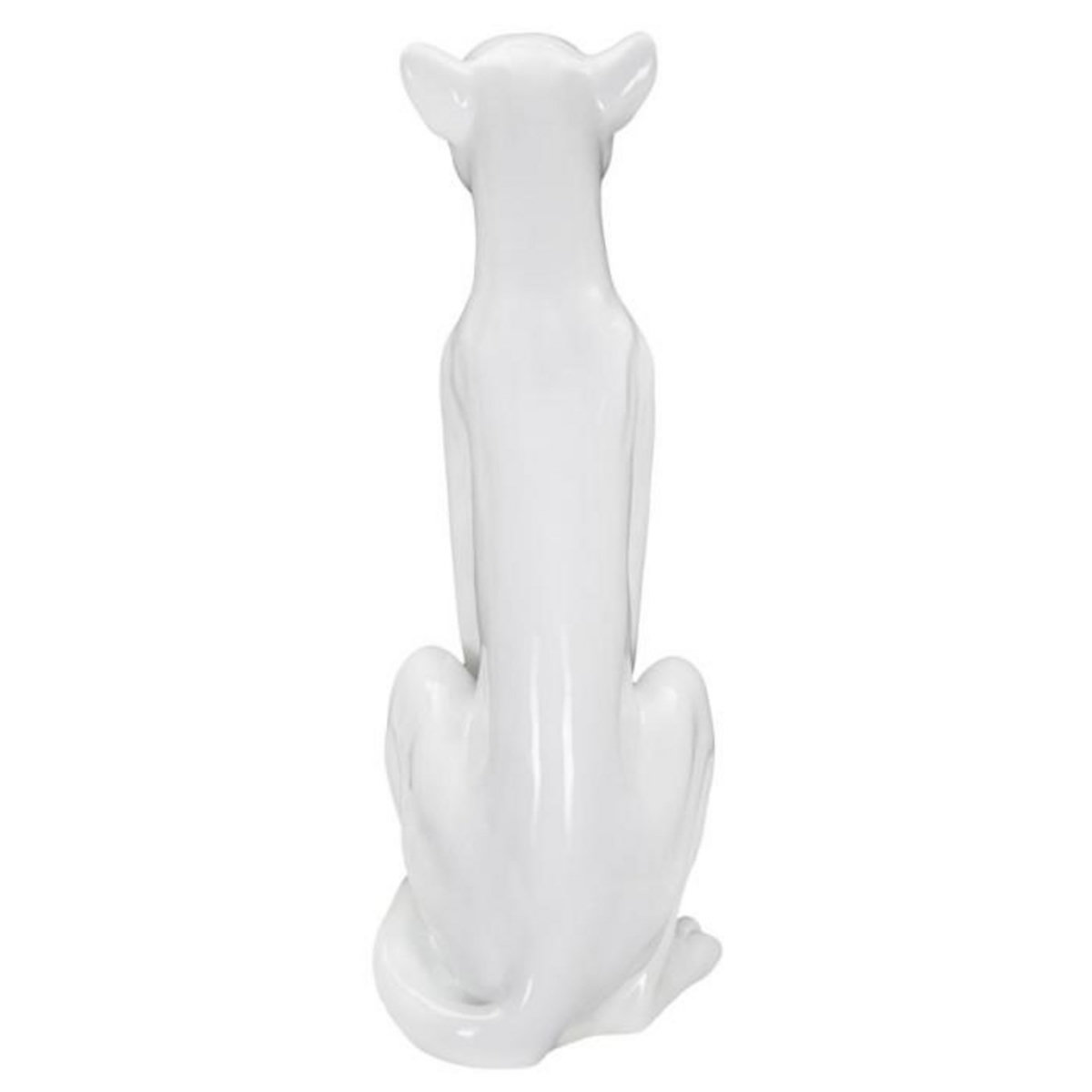 Paris Prix Statue Déco en Résine  Léopard Assis  74cm Blanc
