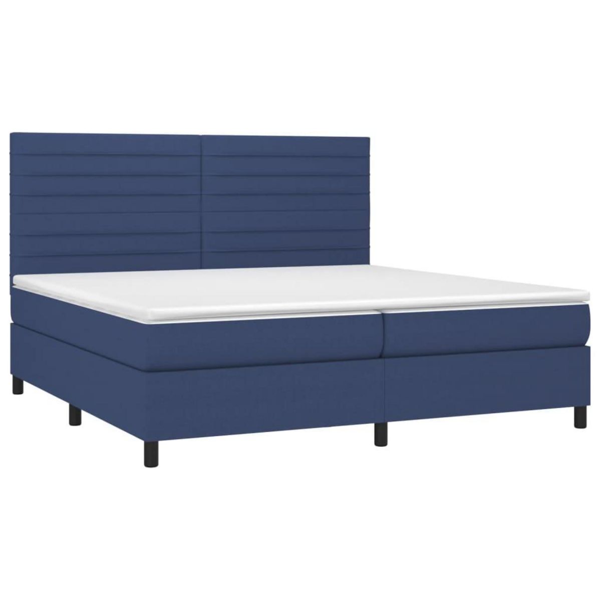 VIDAXL Sommier a lattes de lit et matelas et LED Bleu 200x200 cm Tissu