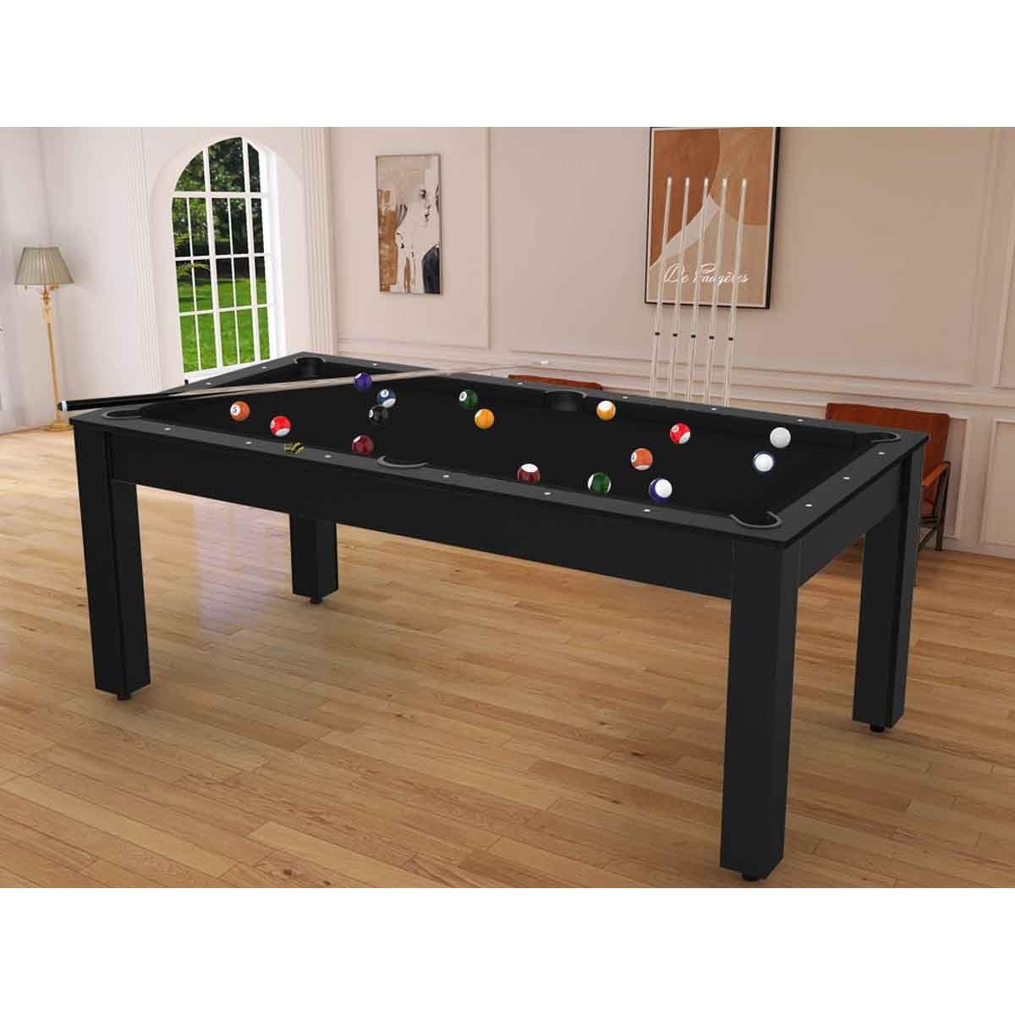 Voir la diapositive 4 : DE FAUGERES Table de Billard Convertible  Oregon  213cm Noir Grainé