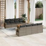 VIDAXL Salon de jardin 9 pcs avec coussins gris resine tressee
