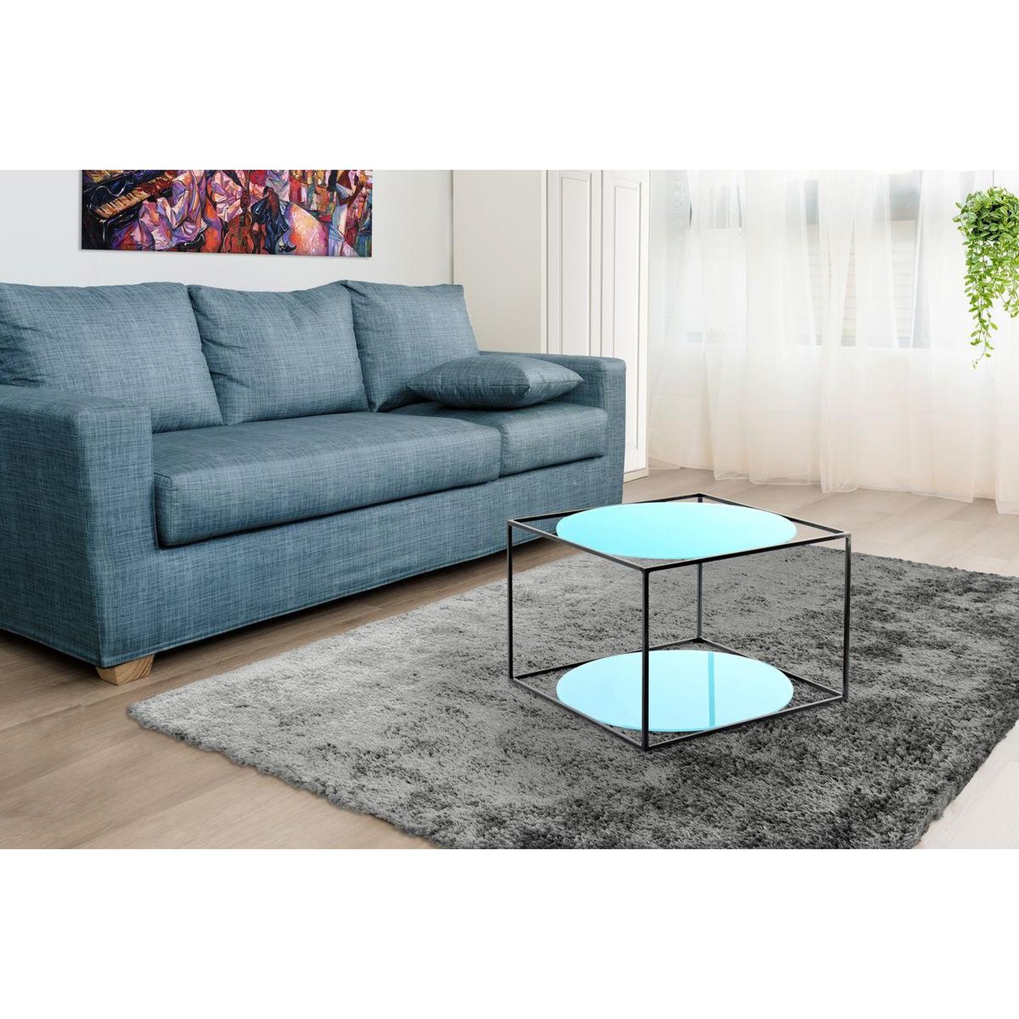 Voir la diapositive 3 : Paris Prix Table d'appoint design  cody  50cm bleu & noir