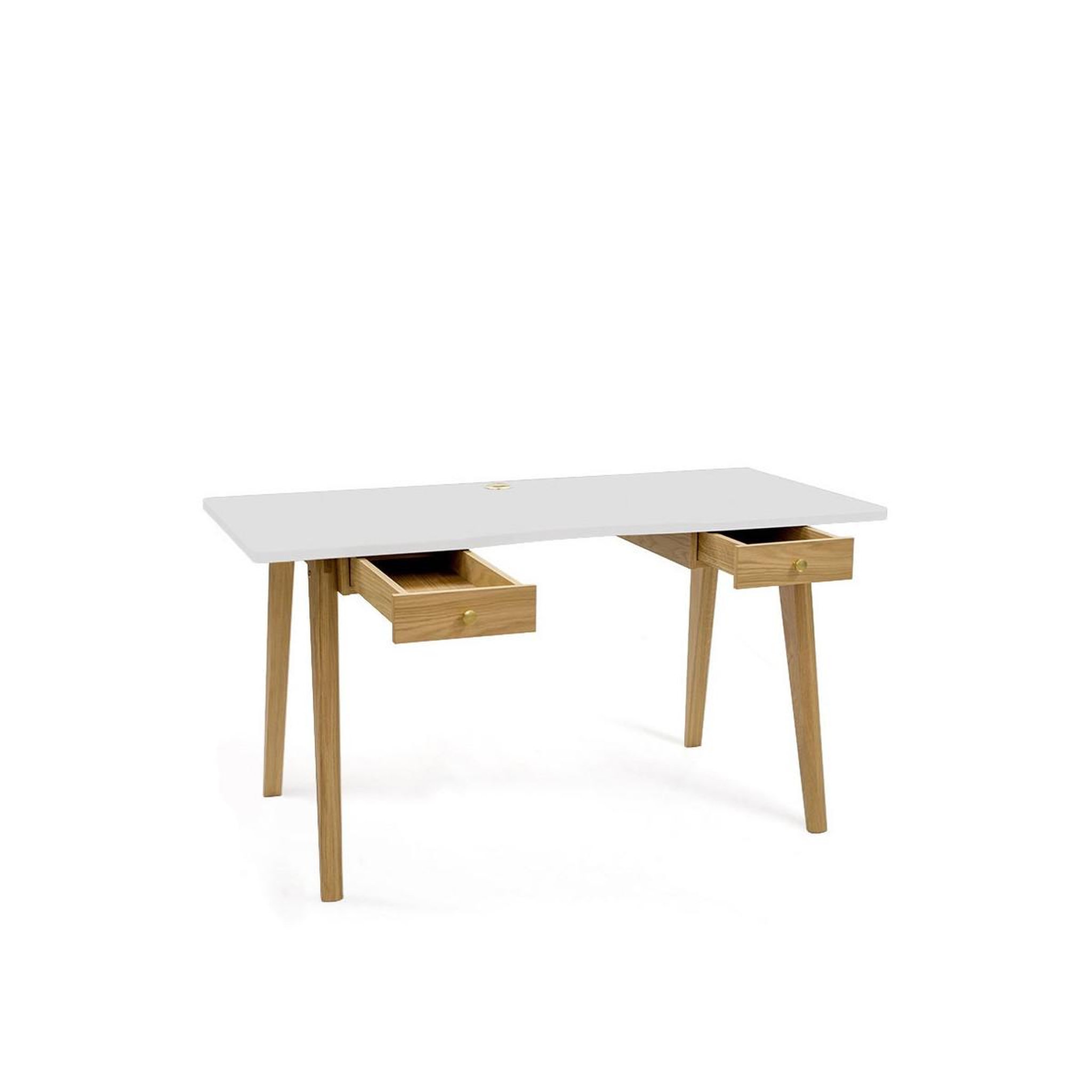 Voir la diapositive 3 : Paris Prix Bureau design 2 tiroirs  nice  140cm chêne & blanc