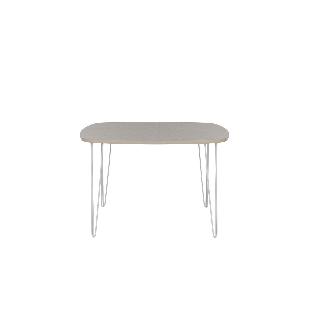 Table de séjour carrée pieds fil métal blanc L115cm GIN 
