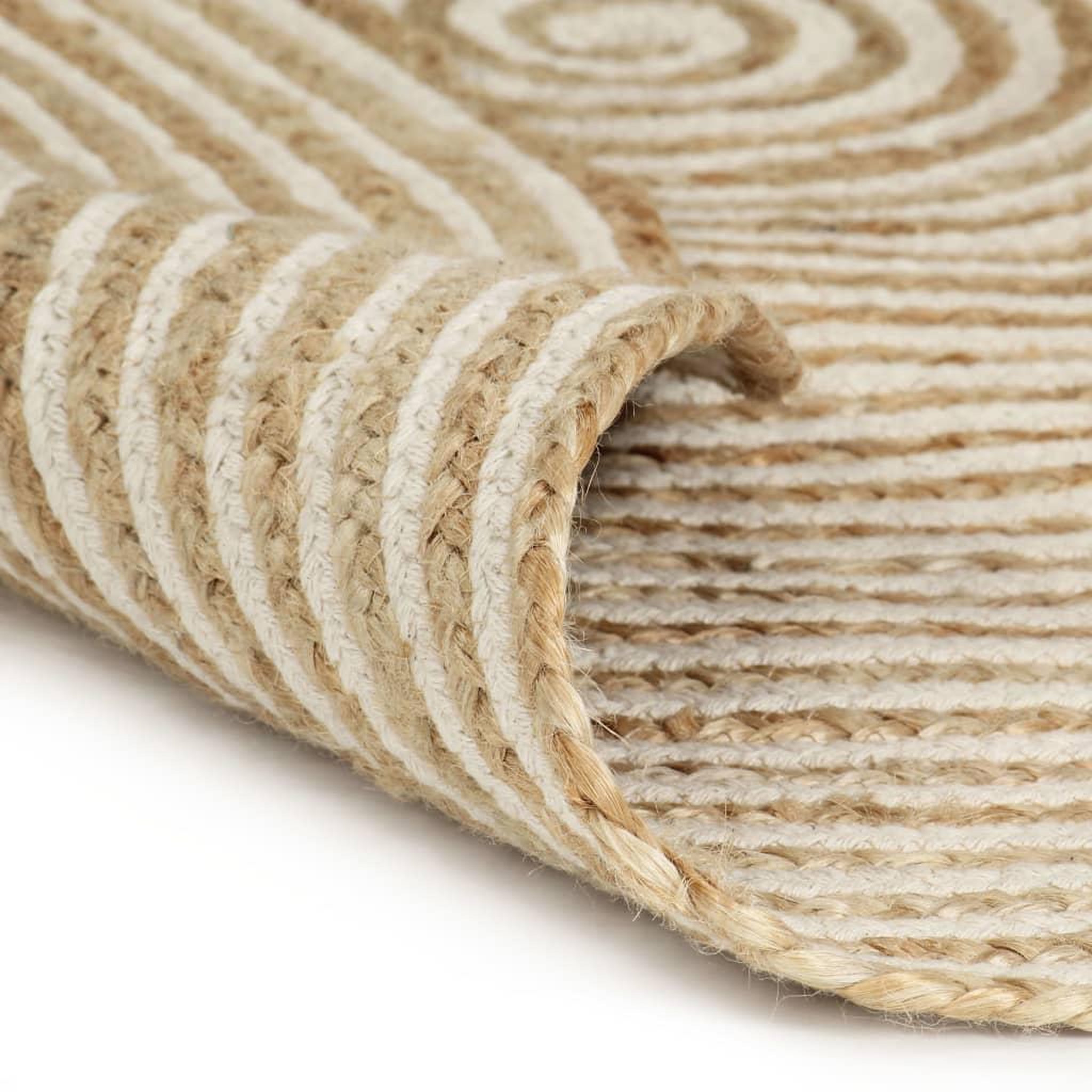 Voir la diapositive 2 : VIDAXL Tapis fait a la main Jute avec design de spirale Blanc 90 cm