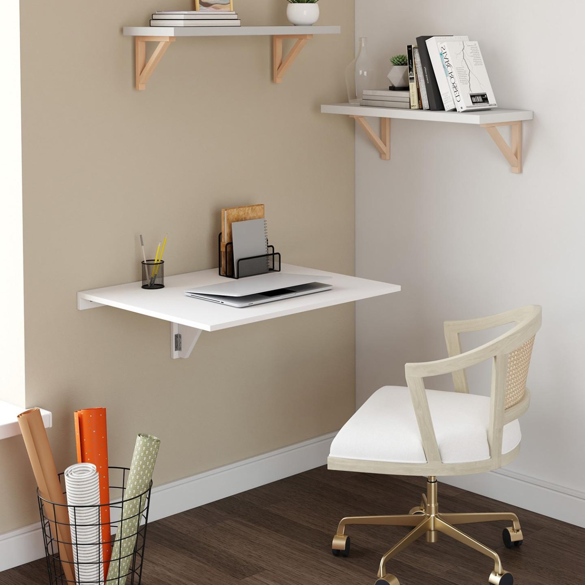 Voir la diapositive 4 : ID MARKET Table murale express rabattable 2 personnes blanc l. 70 cm