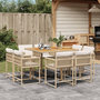Voir la diapositive 1 : VIDAXL Ensemble a manger de jardin et coussins 9 pcs beige Poly rotin