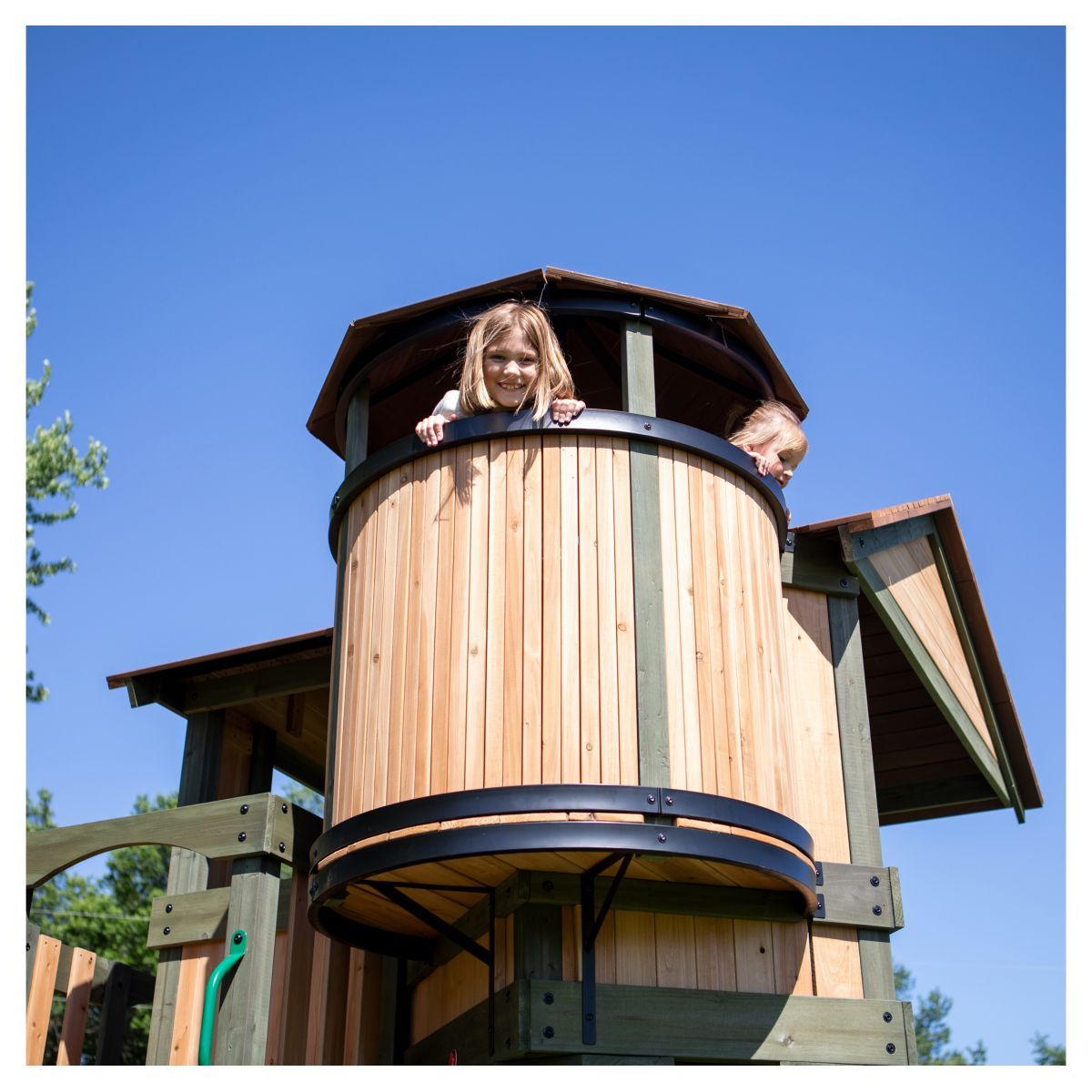 Backyard Discovery Aire de jeux XXL avec toboggan et tour de guet - Bois - EAGLE NEST