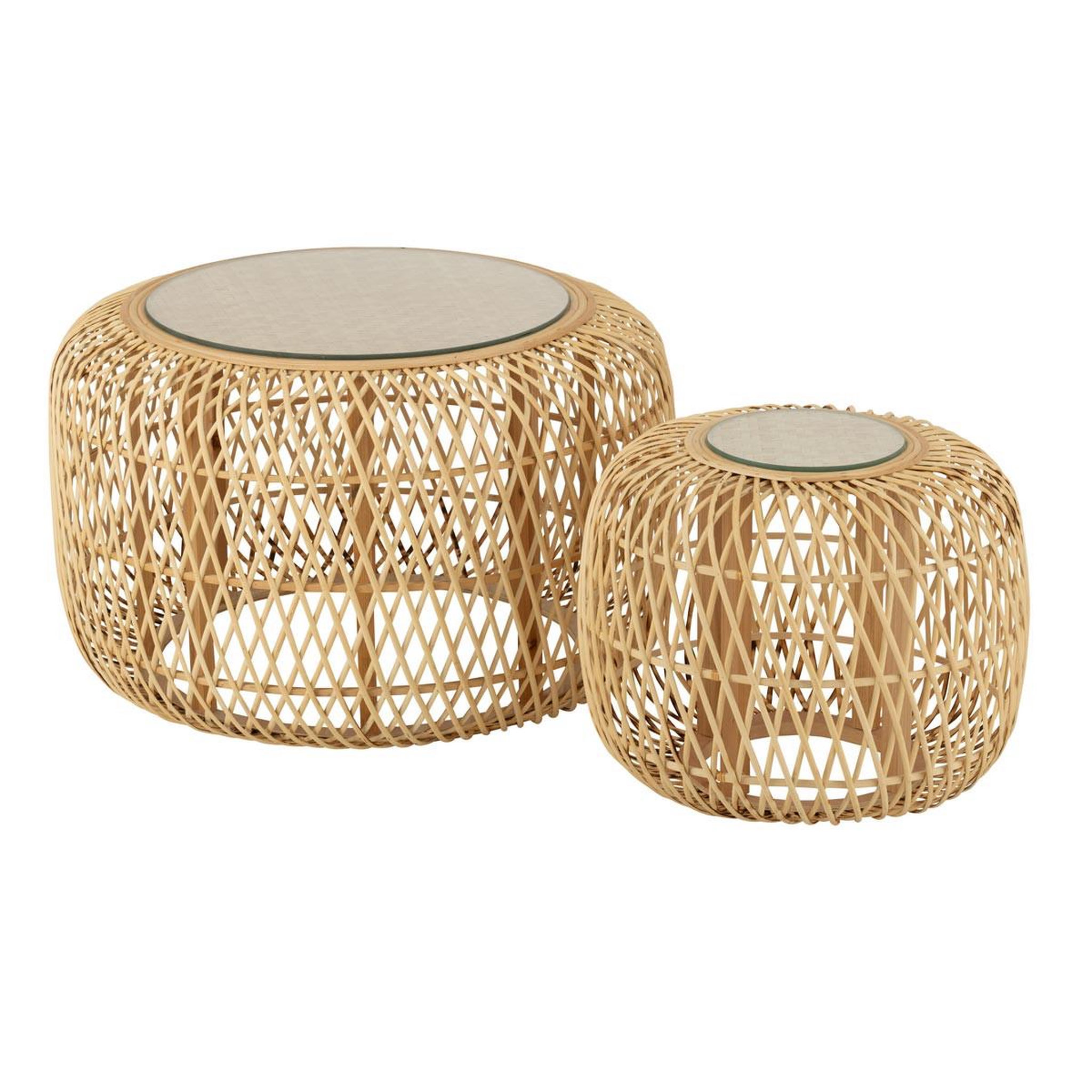J-LINE Lot de 2 tables basses gigognes  africa  80cm naturel