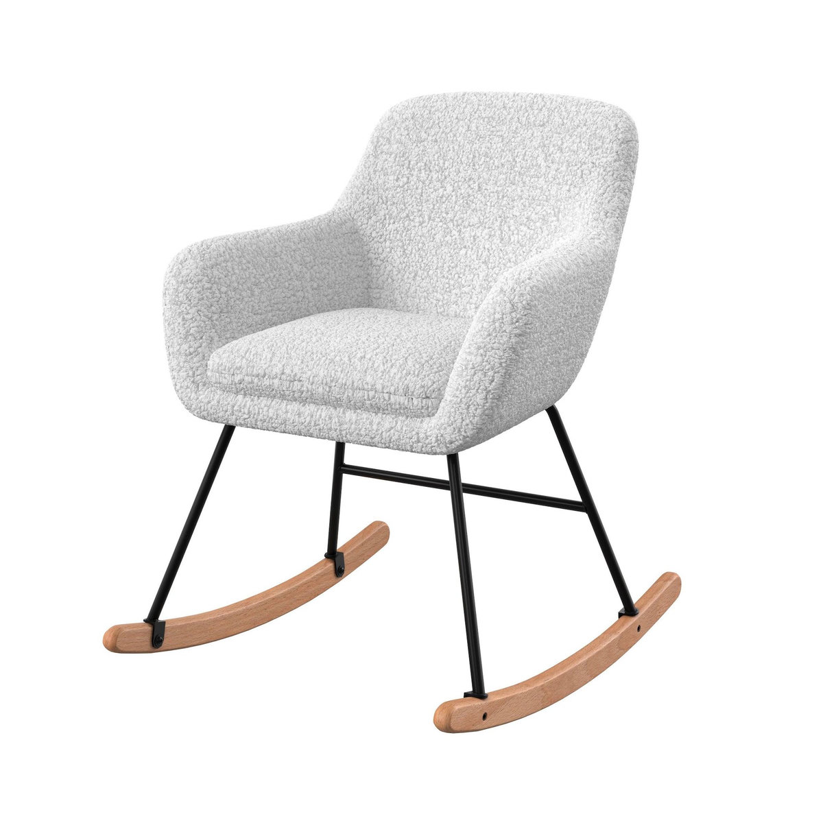 Rendez vous déco Rocking-chair en tissu bouclé blanc-Isola