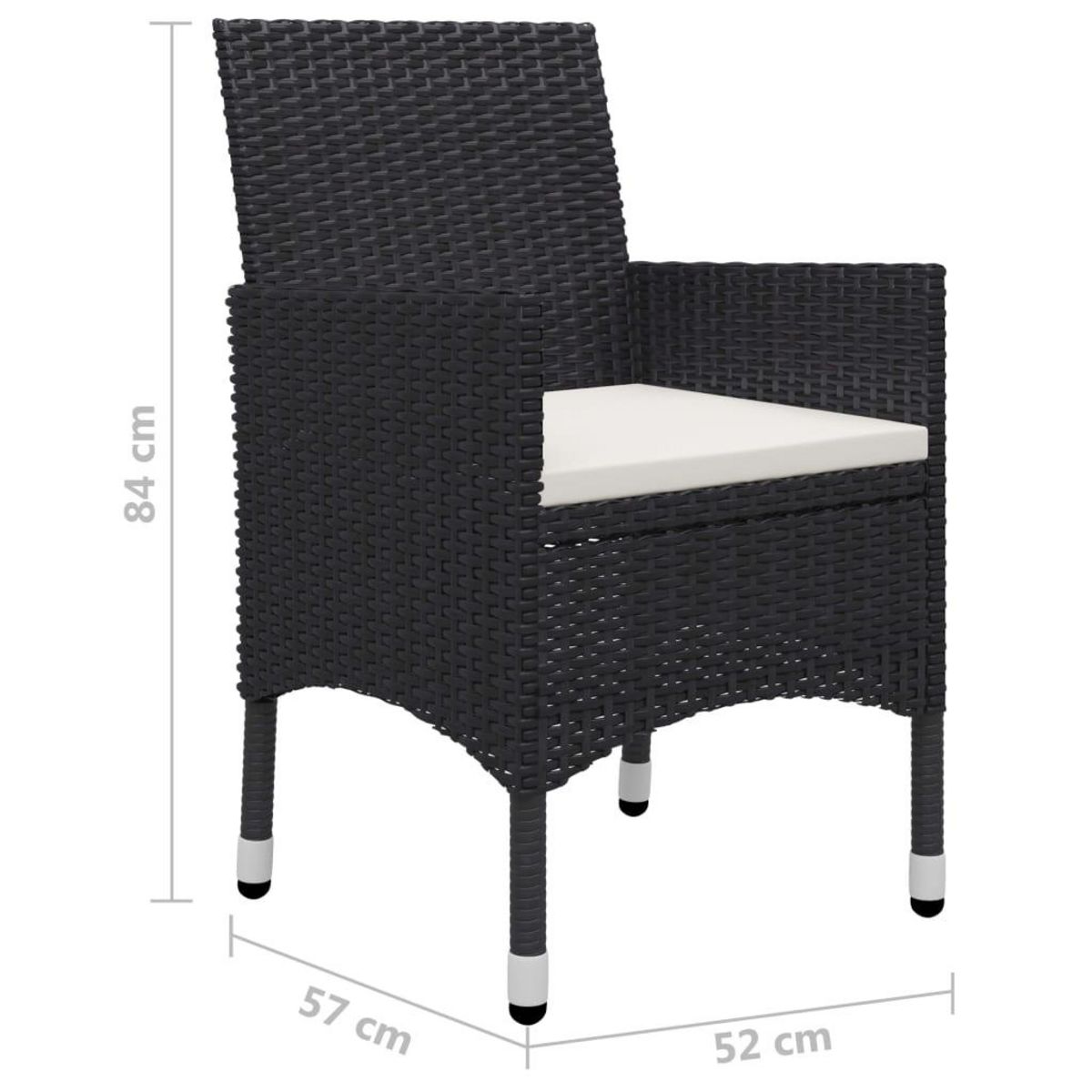 VIDAXL Ensemble a manger de jardin 7 pcs Noir