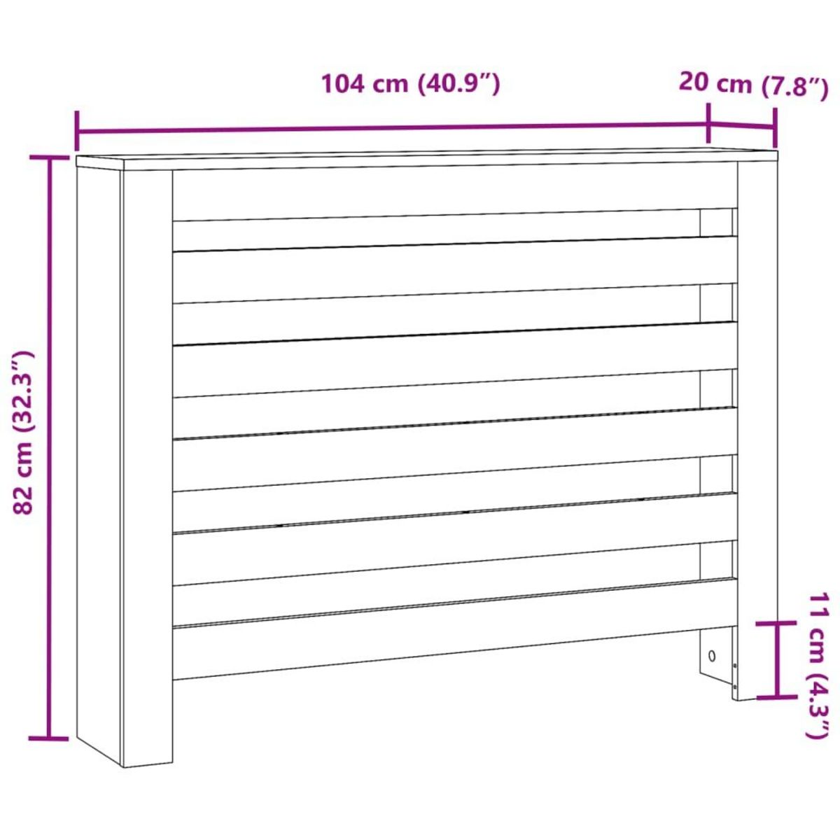 VIDAXL Cache-radiateur chene fume 104x20x82 cm bois d'ingenierie