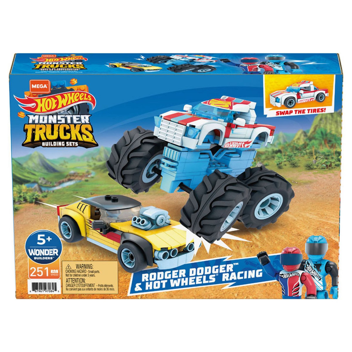 MEGA Méga Construx Rodger Dodger et véhicule de construction Hot Wheels