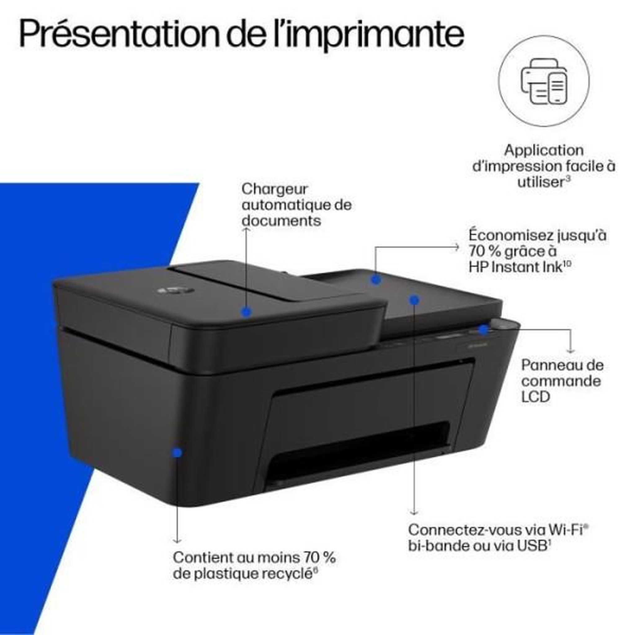 Voir la diapositive 3 : HP Imprimante tout-en-un HP DeskJet 4310 jet d'encre couleur - 3 mois d'Instant ink inclus avec HP+