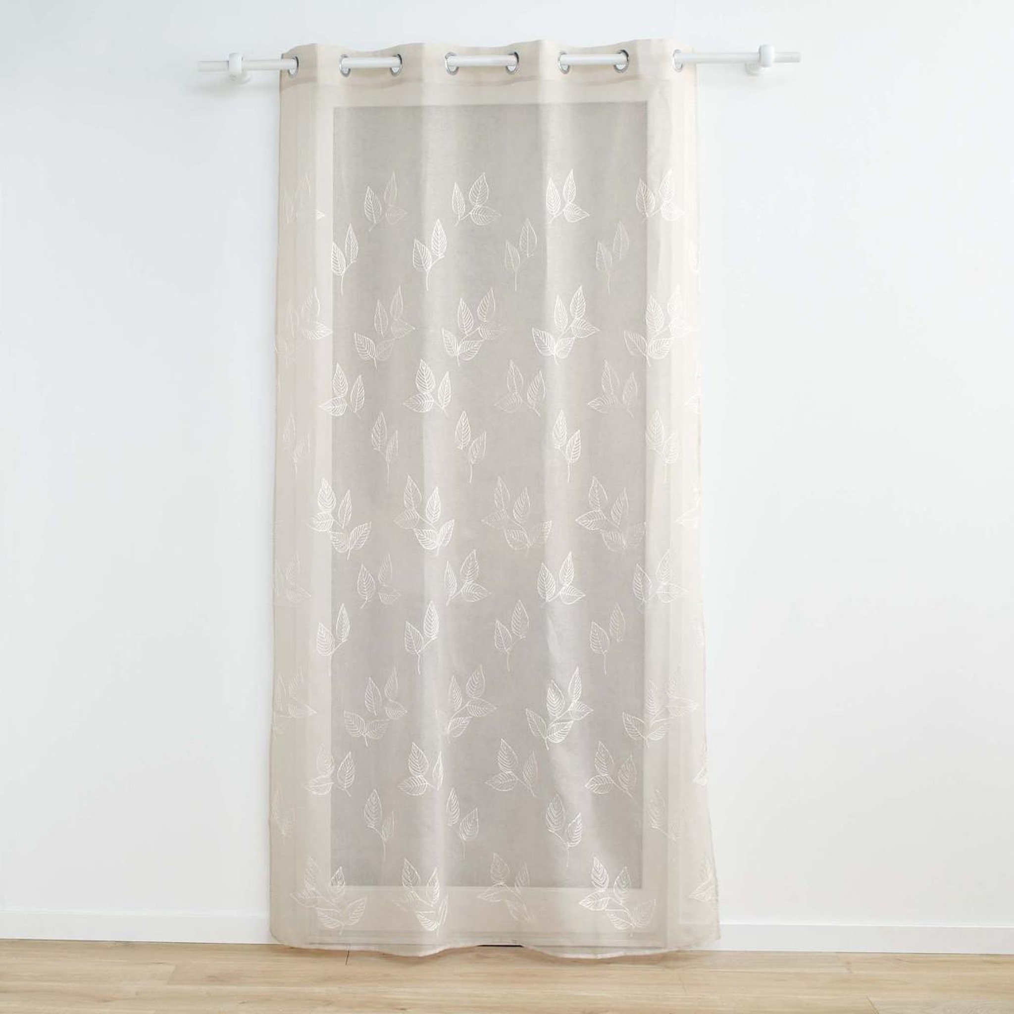 Douceur d'Intérieur Rideau voilage à œillets brodés  berry  140x240cm taupe