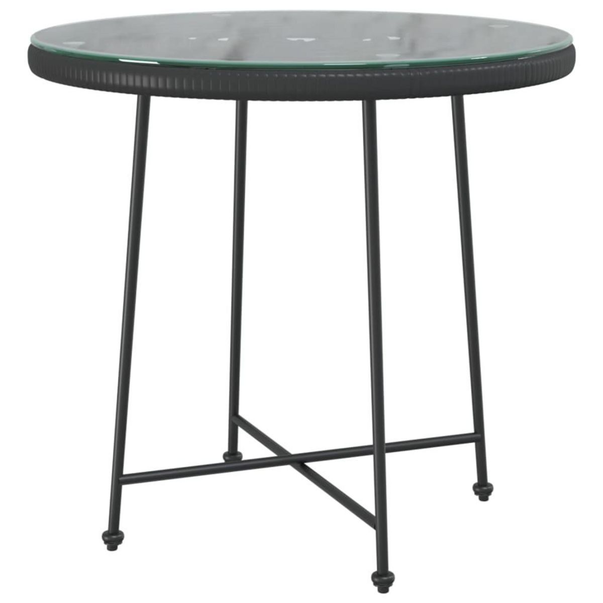 VIDAXL Table de salle a manger Noir Ø80 cm Verre trempe et acier