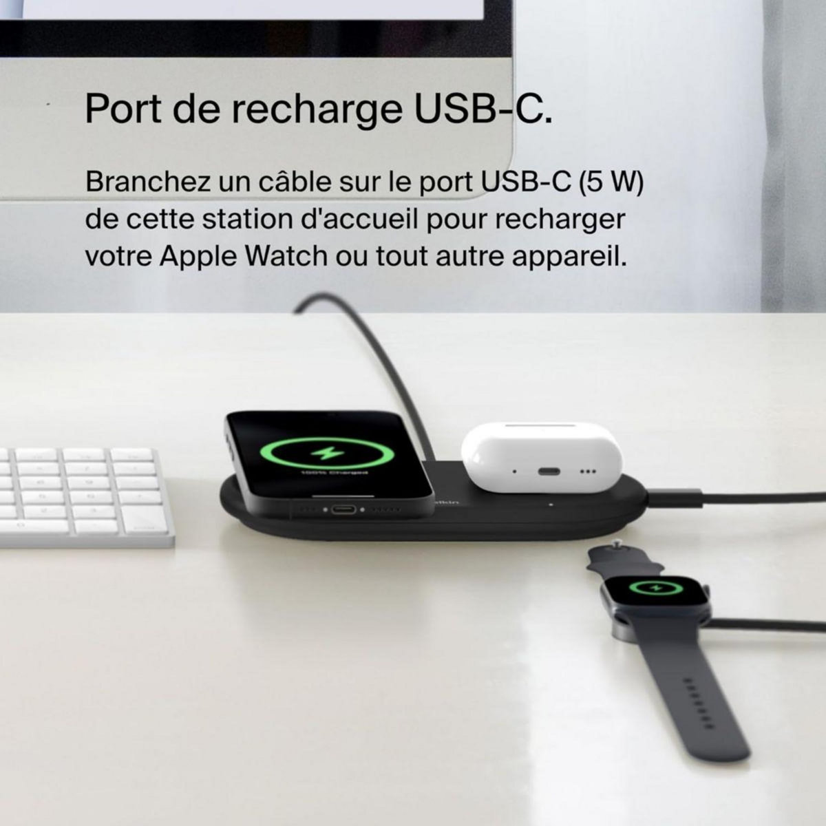 Belkin Chargeur induction station de recharge 15W 2 en 1