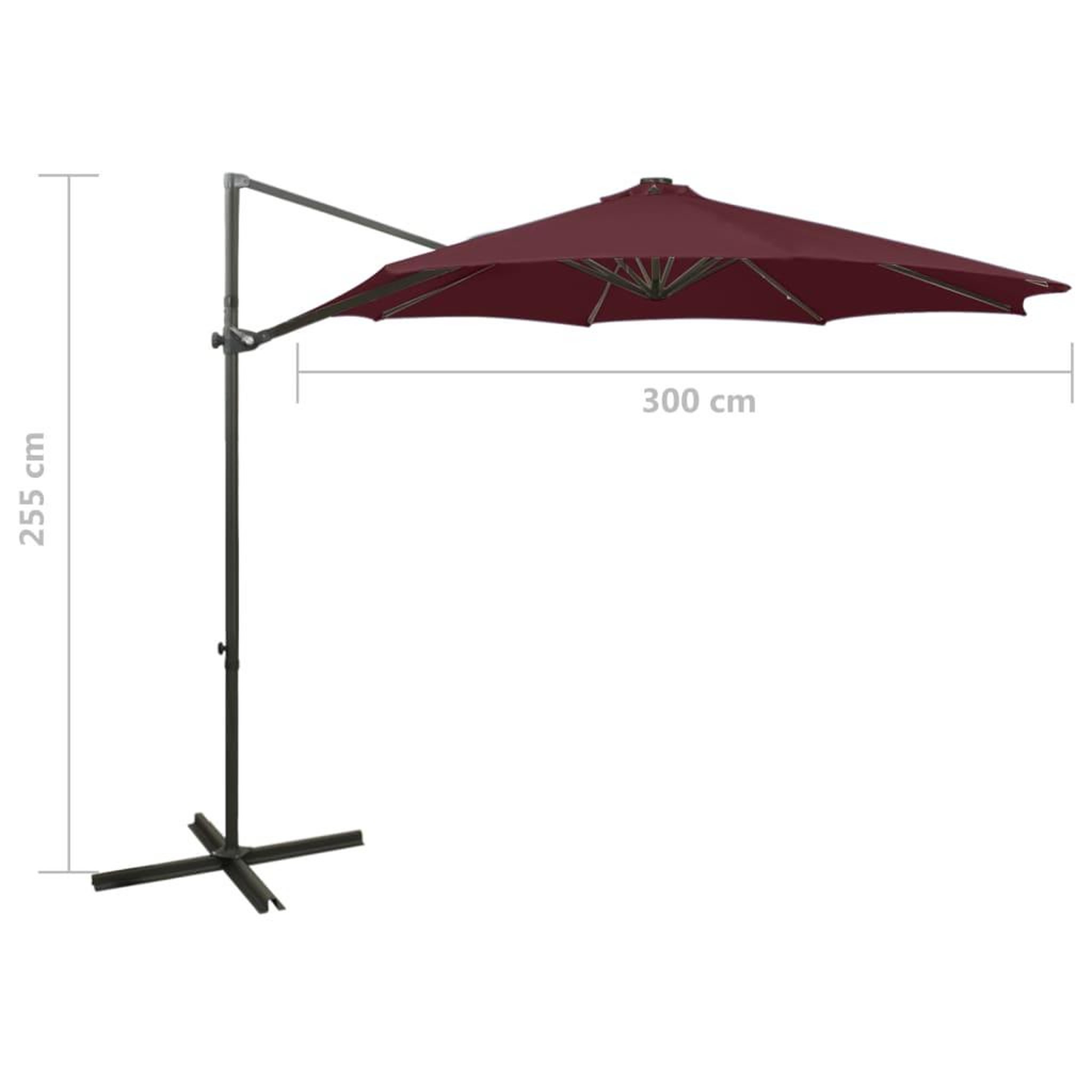 Voir la diapositive 6 : VIDAXL Parasol de jardin en porte-a-faux avec mat et lumieres LED